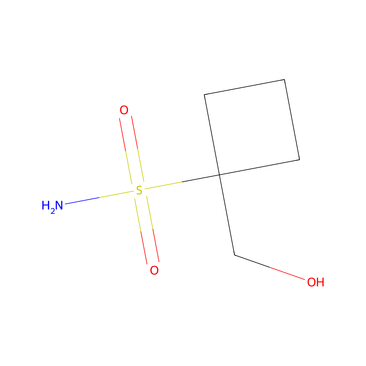 1-(Hydroxymethyl)cyclobutane-1-sulfonamide molecular structure, CAS 2680530-65-6