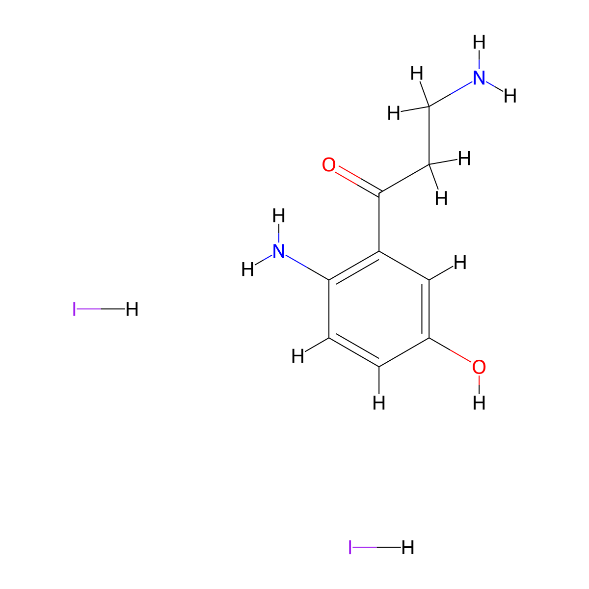 3-Amino-1-(2-amino-5-hydroxyphenyl)propan-1-one dihydroiodide molecular structure, CAS 2680530-75-8