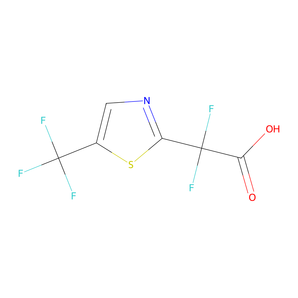 2,2-Difluoro-2-[5-(trifluoromethyl)-1,3-thiazol-2-yl]acetic acid molecular structure, CAS 2680530-78-1