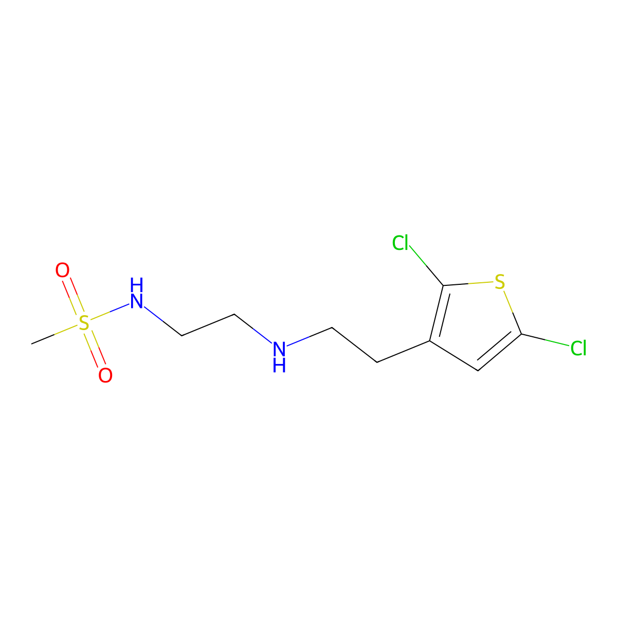 N-(2-{[2-(2,5-dichlorothiophen-3-yl)ethyl]amino}ethyl)methanesulfonamide molecular structure, CAS 2680530-81-6