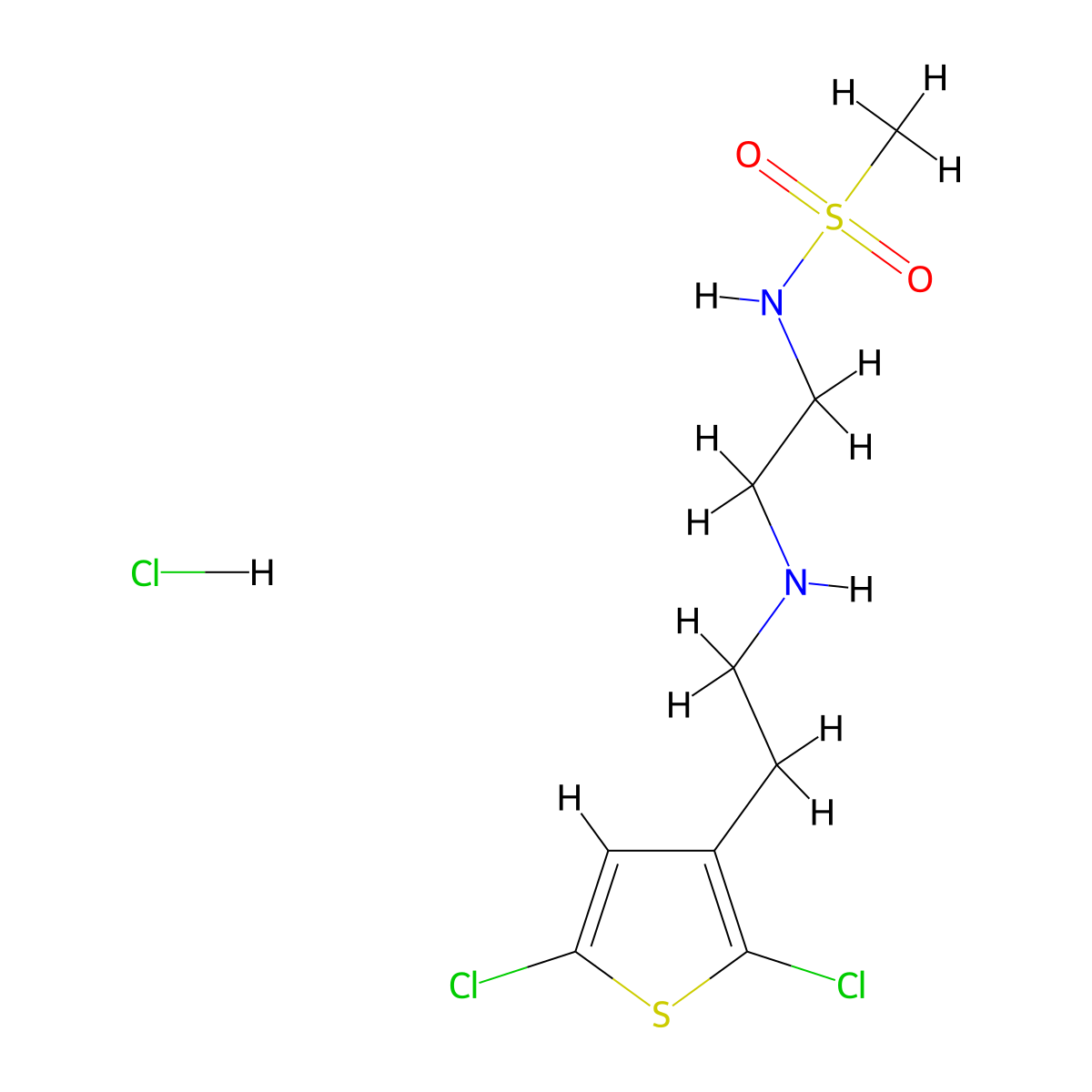 N-(2-{[2-(2,5-dichlorothiophen-3-yl)ethyl]amino}ethyl)methanesulfonamide hydrochloride molecular structure, CAS 2680530-82-7