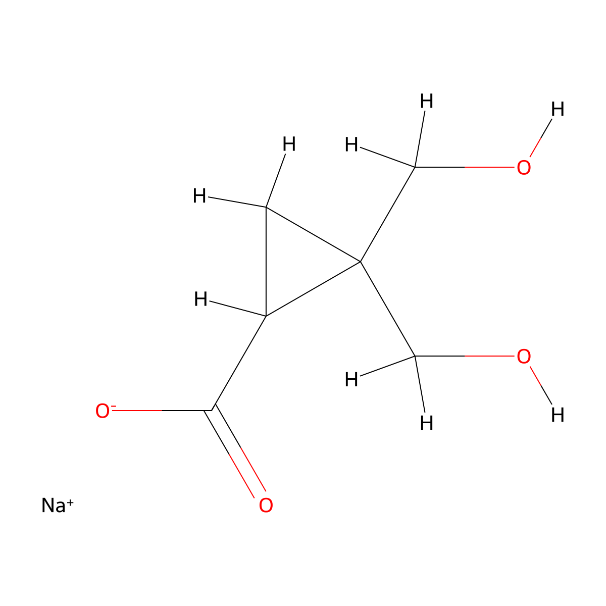 Sodium 2,2-bis(hydroxymethyl)cyclopropane-1-carboxylate molecular structure, CAS 2680530-85-0