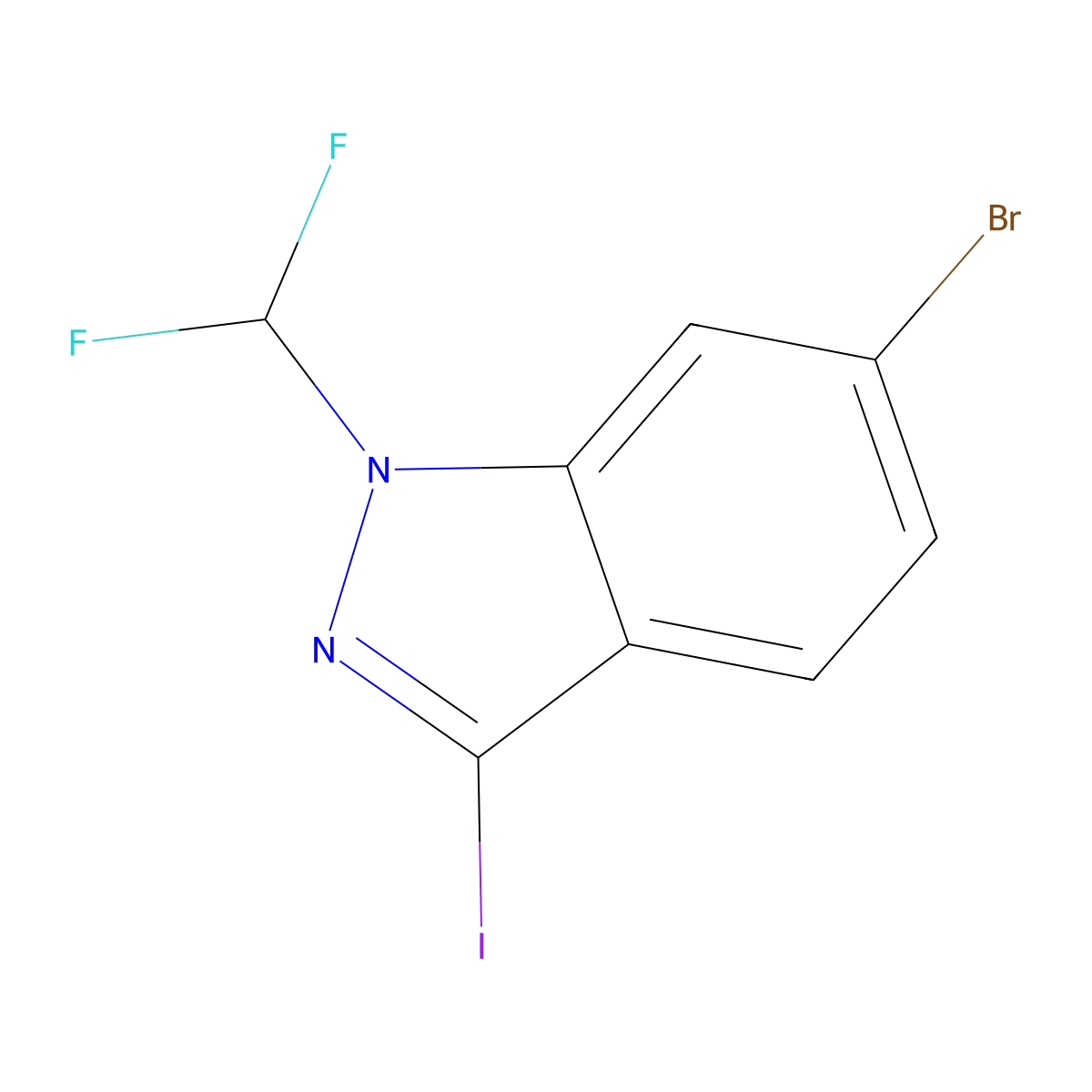 6-bromo-1-(difluoromethyl)-3-iodo-1H-indazole molecular structure, CAS 2680530-90-7