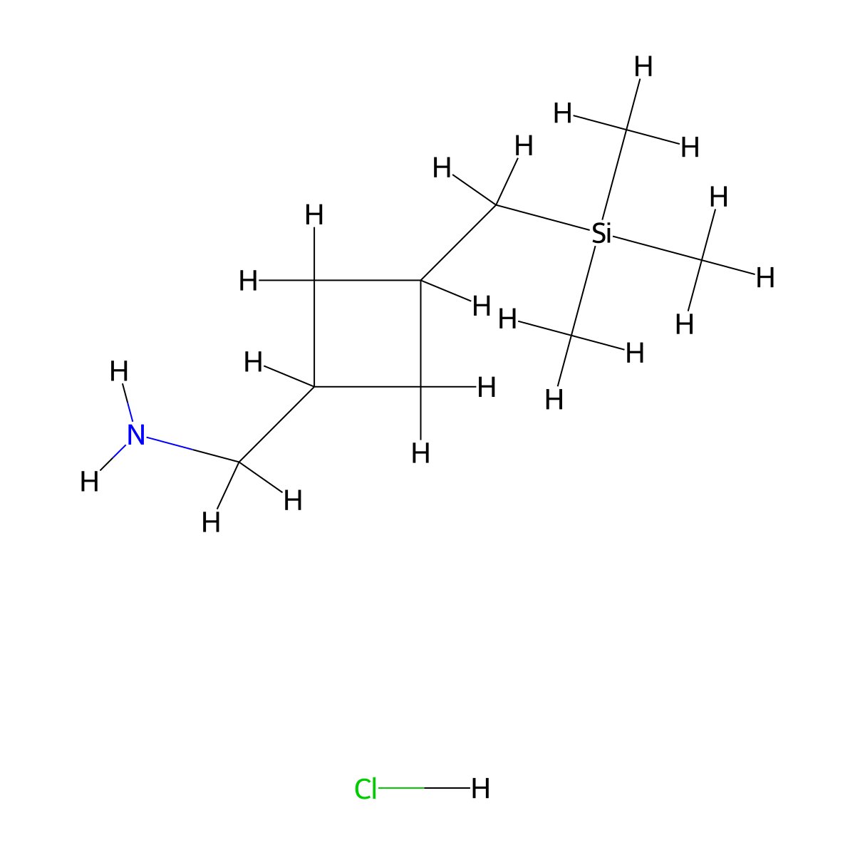 1-{3-[(Trimethylsilyl)methyl]cyclobutyl}methanamine hydrochloride molecular structure, CAS 2680530-94-1