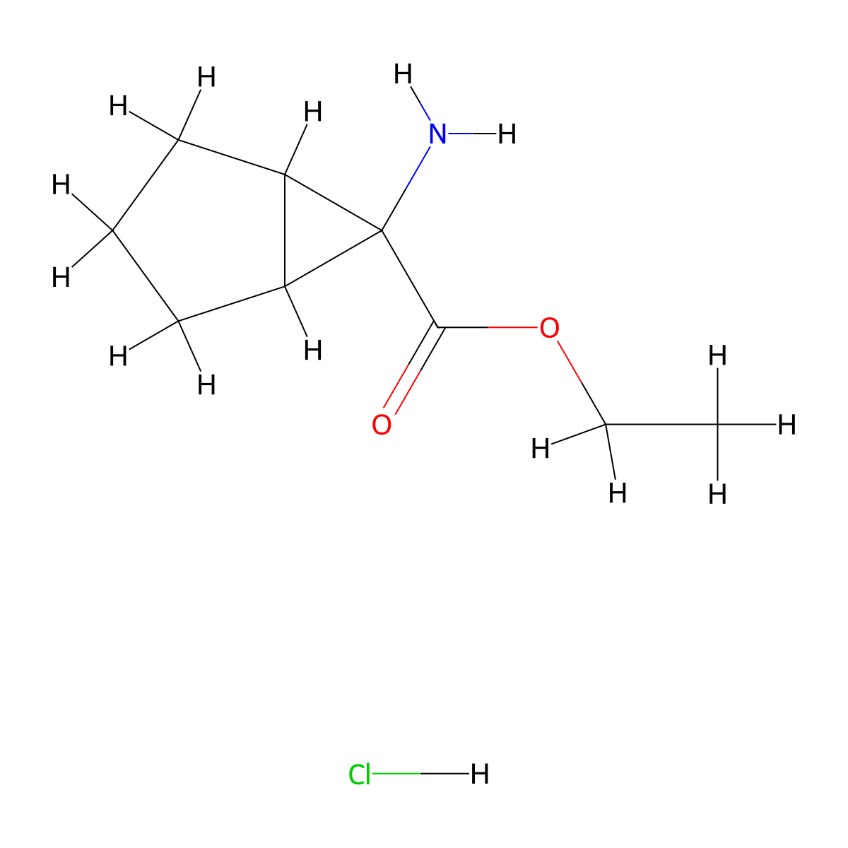 Ethyl 6-aminobicyclo[3.1.0]hexane-6-carboxylate hydrochloride molecular structure, CAS 2680530-95-2