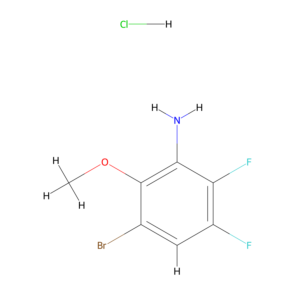 3-Bromo-5,6-difluoro-2-methoxyaniline hydrochloride molecular structure, CAS 2680530-96-3