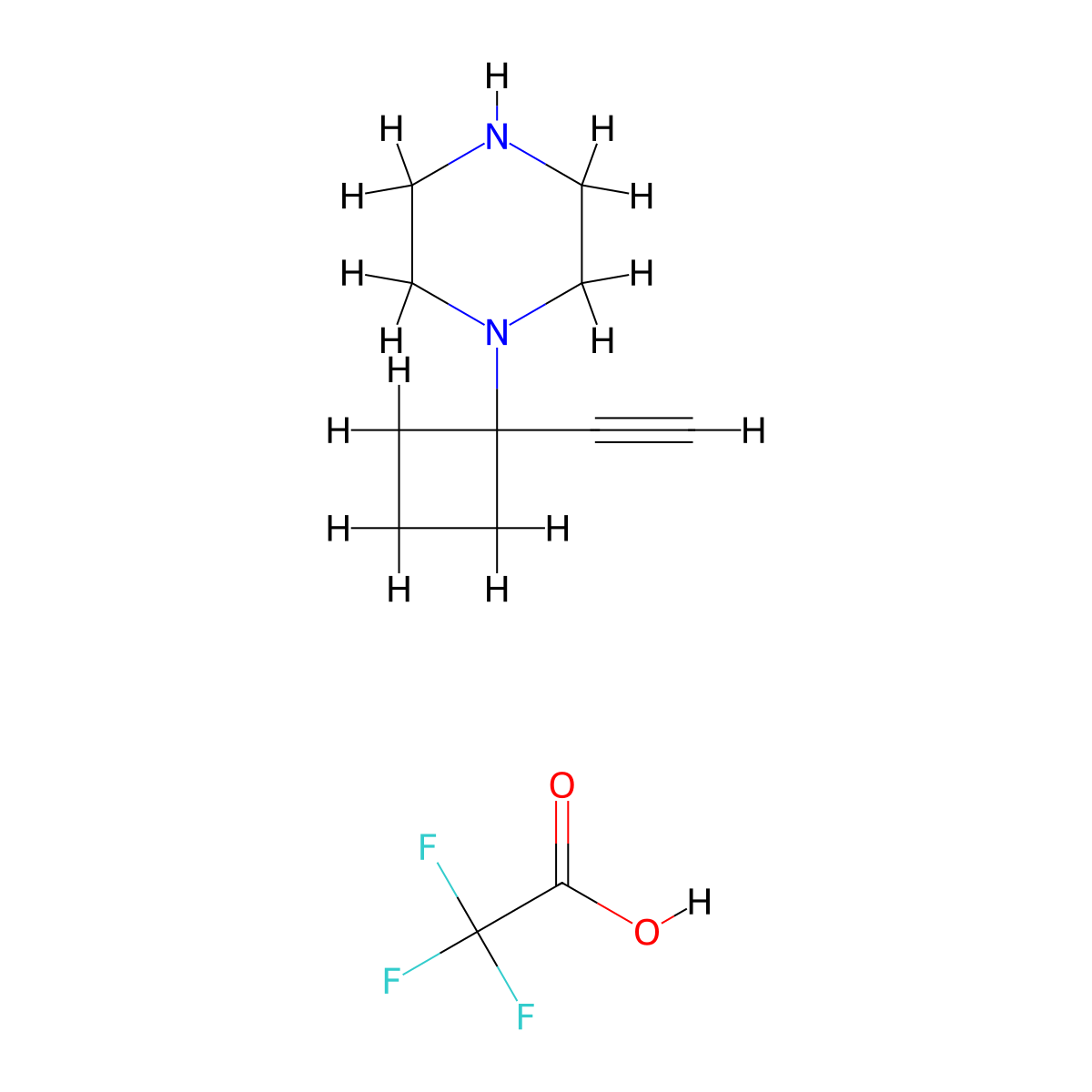 1-(1-Ethynylcyclobutyl)piperazine, trifluoroacetic acid molecular structure, CAS 2680531-01-3