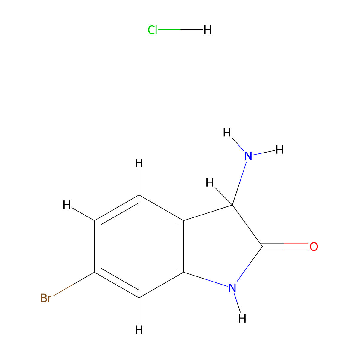 3-amino-6-bromo-2,3-dihydro-1H-indol-2-one hydrochloride molecular structure, CAS 2680531-04-6