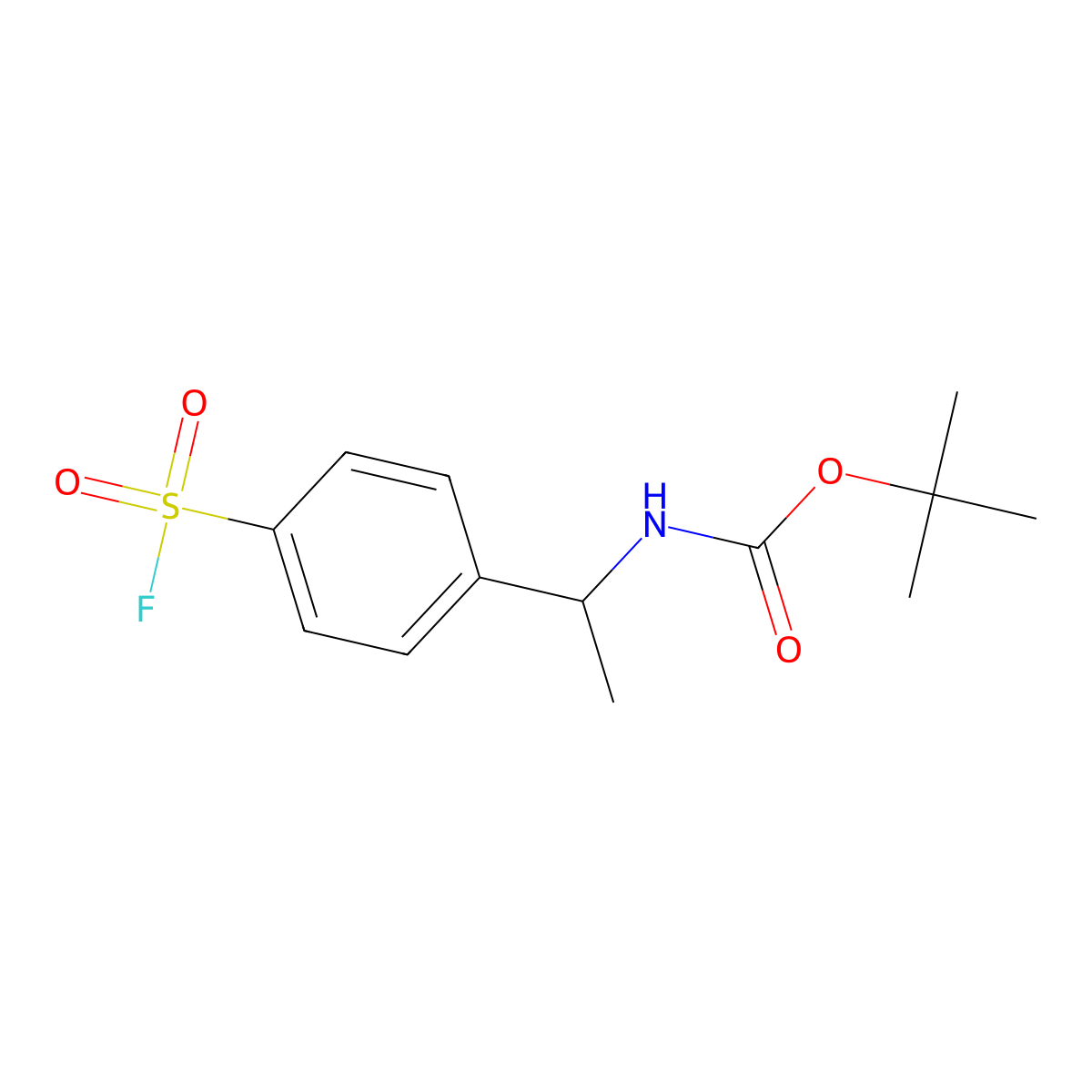 tert-butyl N-{1-[4-(fluorosulfonyl)phenyl]ethyl}carbamate molecular structure, CAS 2680531-06-8