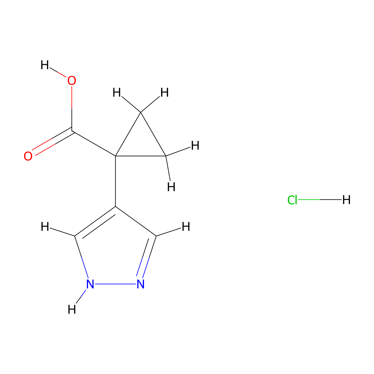 1-(1H-pyrazol-4-yl)cyclopropane-1-carboxylic acid hydrochloride molecular structure, CAS 2680531-10-4
