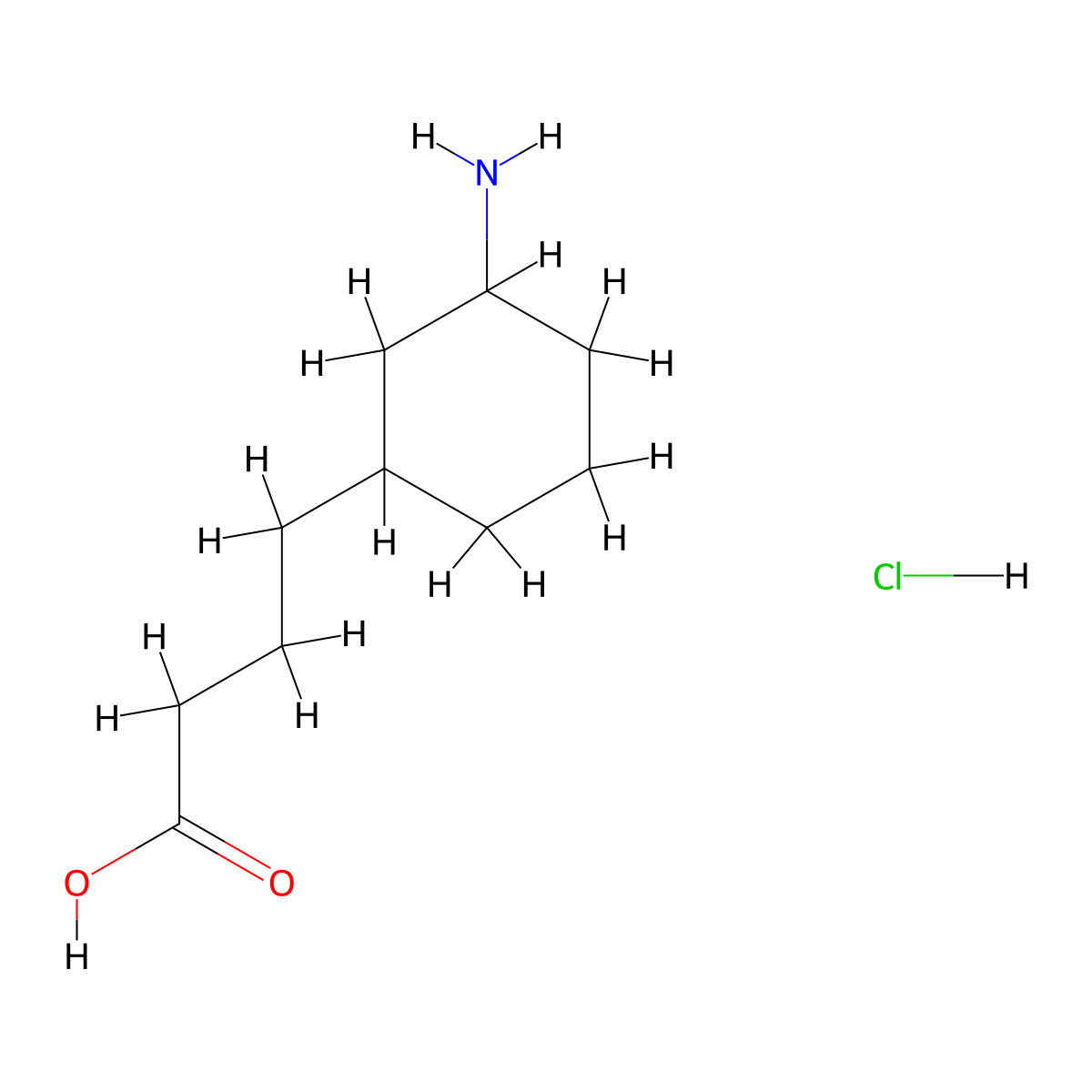 4-(3-aminocyclohexyl)butanoic acid hydrochloride, Mixture of diastereomers molecular structure, CAS 2680531-13-7
