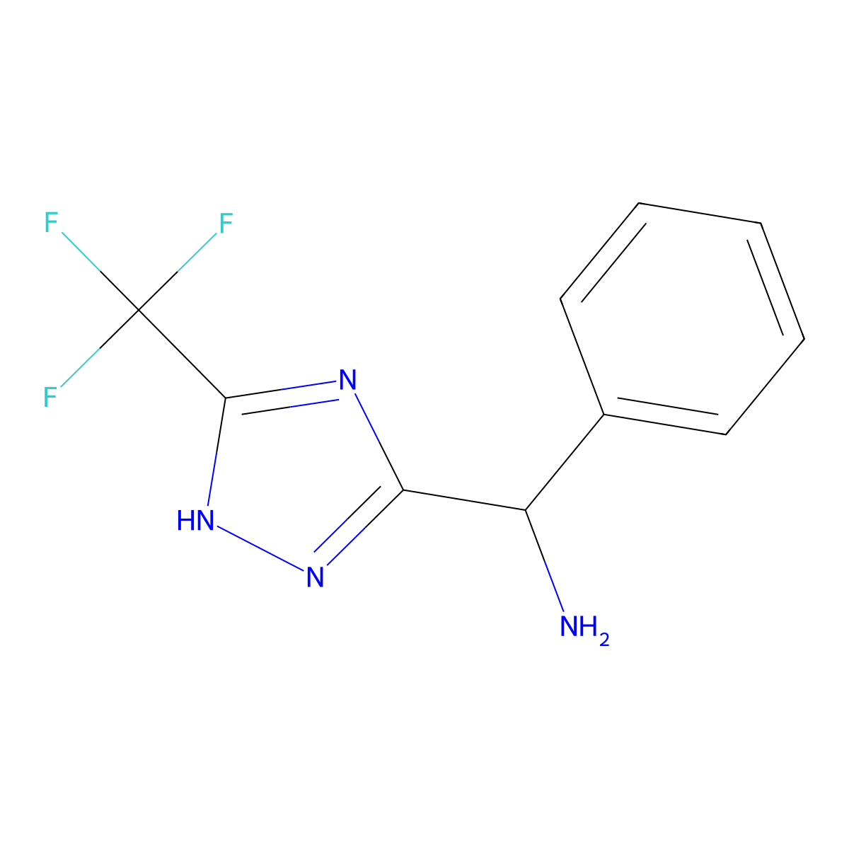 1-phenyl-1-[5-(trifluoromethyl)-1H-1,2,4-triazol-3-yl]methanamine molecular structure, CAS 2680531-17-1