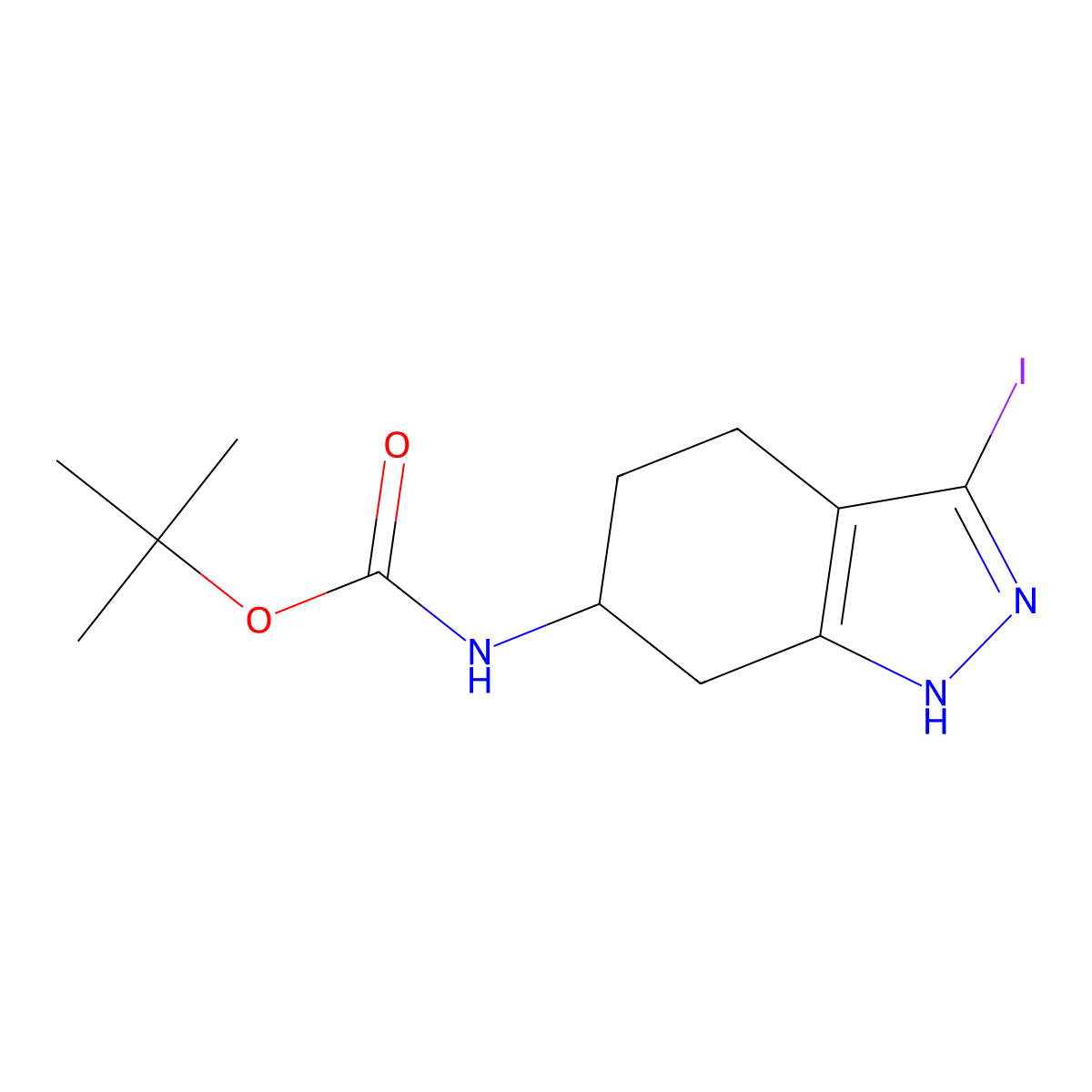 tert-butyl N-(3-iodo-4,5,6,7-tetrahydro-1H-indazol-6-yl)carbamate molecular structure, CAS 2680531-20-6