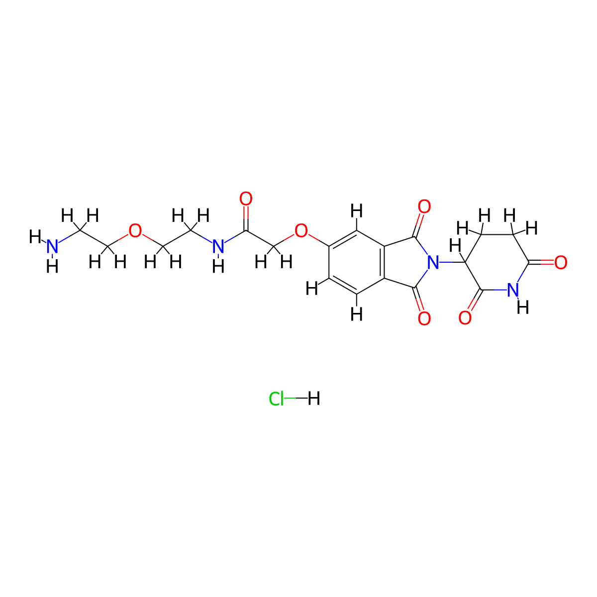 N-[2-(2-aminoethoxy)ethyl]-2-{[2-(2,6-dioxopiperidin-3-yl)-1,3-dioxo-2,3-dihydro-1H-isoindol-5-yl]oxy}acetamide hydrochloride molecular structure, CAS 2680531-22-8