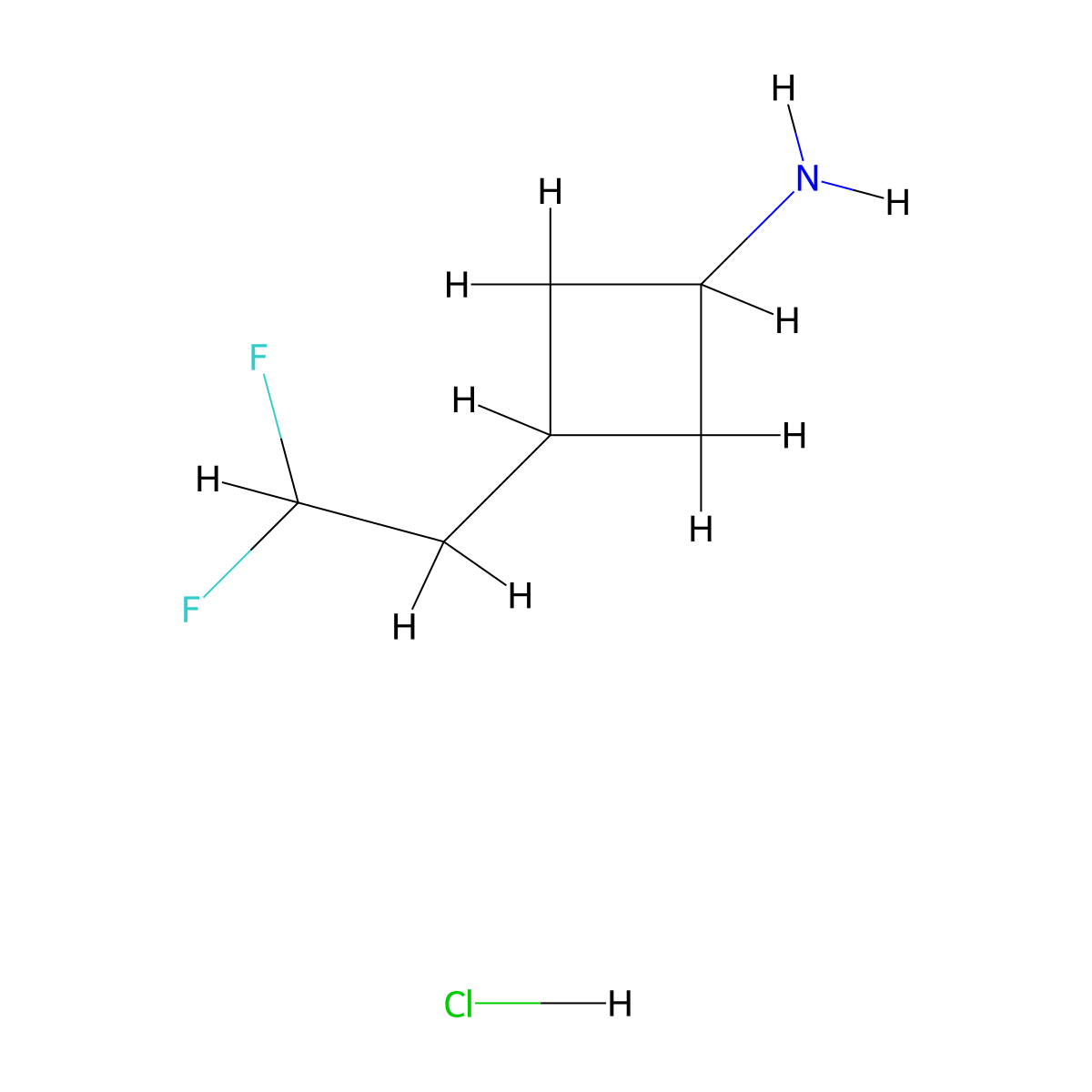3-(2,2-Difluoroethyl)cyclobutan-1-amine hydrochloride molecular structure, CAS 2680531-23-9