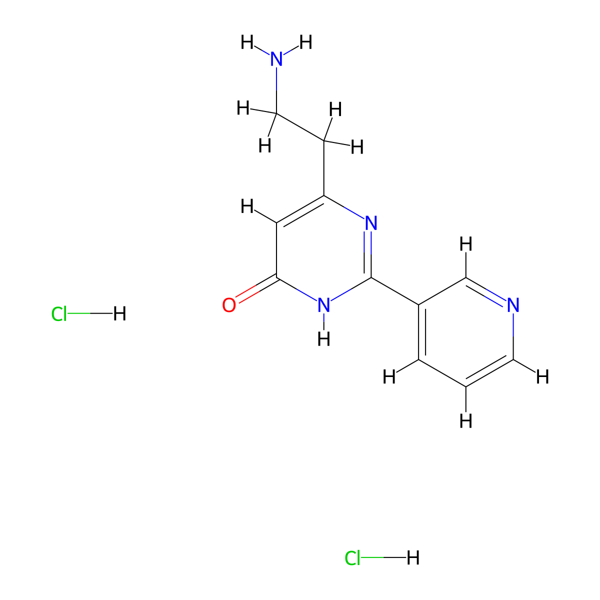 6-(2-Aminoethyl)-2-(pyridin-3-yl)-3,4-dihydropyrimidin-4-one dihydrochloride molecular structure, CAS 2680531-27-3