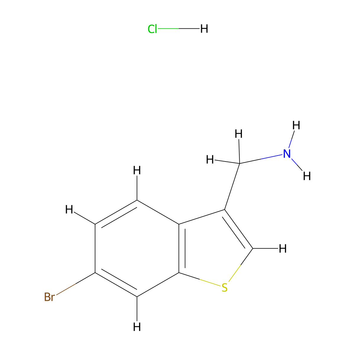 1-(6-Bromo-1-benzothiophen-3-yl)methanamine hydrochloride molecular structure, CAS 2680531-35-3