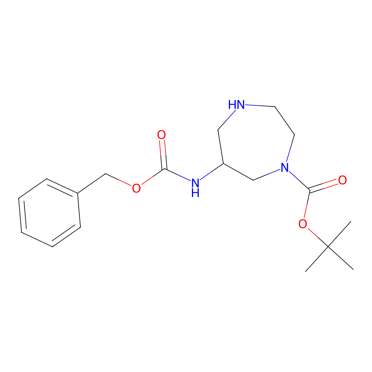 Tert-butyl 6-{[(benzyloxy)carbonyl]amino}-1,4-diazepane-1-carboxylate molecular structure, CAS 2680531-42-2