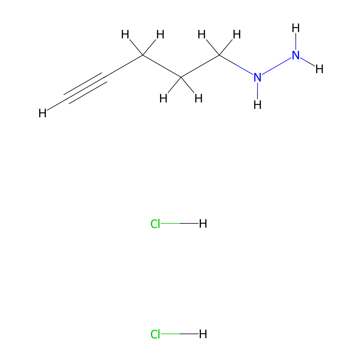 (Pent-4-yn-1-yl)hydrazine dihydrochloride molecular structure, CAS 2680531-44-4