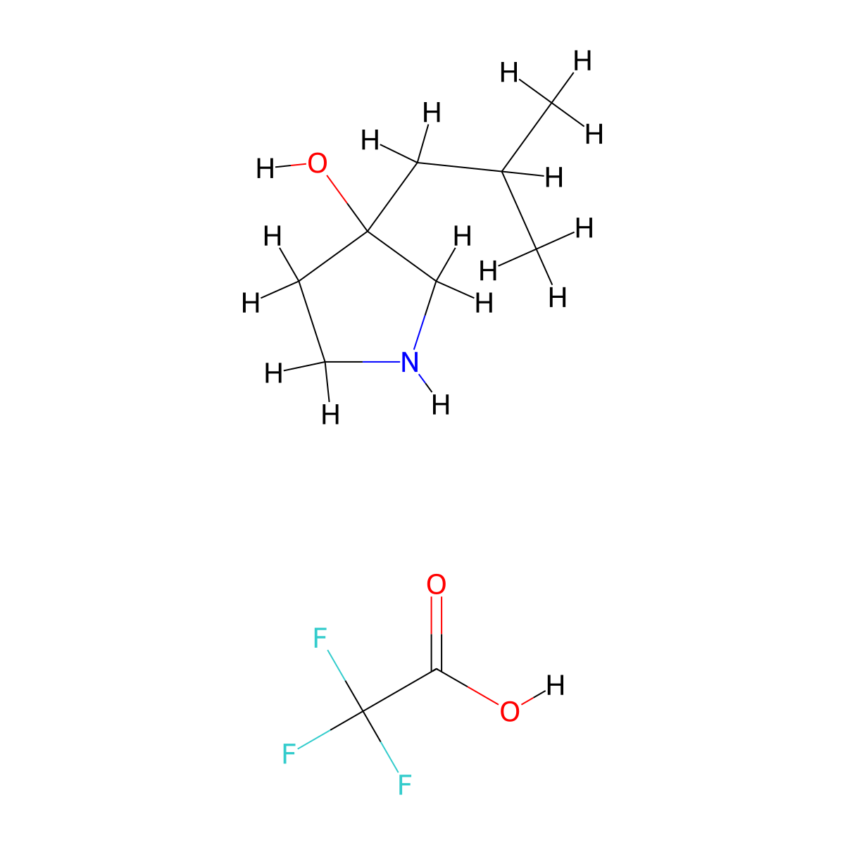 3-(2-Methylpropyl)pyrrolidin-3-ol; trifluoroacetic acid molecular structure, CAS 2680531-46-6