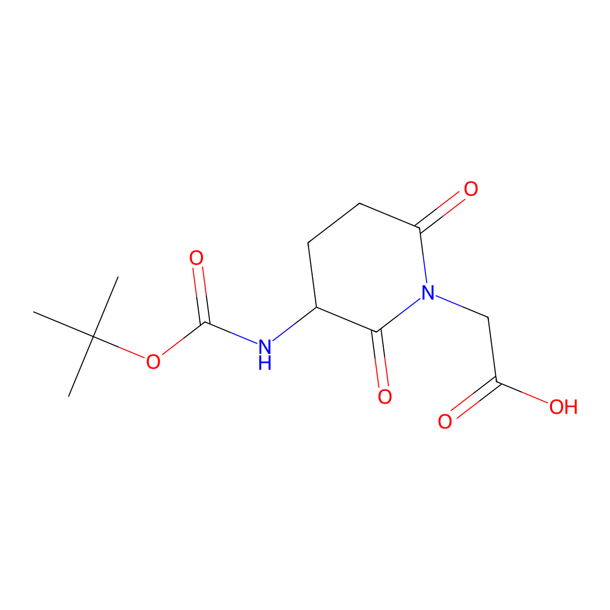 2-(3-{[(Tert-butoxy)carbonyl]amino}-2,6-dioxopiperidin-1-yl)acetic acid molecular structure, CAS 2680531-50-2