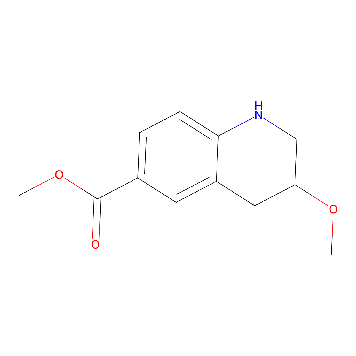 Methyl 3-methoxy-1,2,3,4-tetrahydroquinoline-6-carboxylate molecular structure, CAS 2680531-52-4