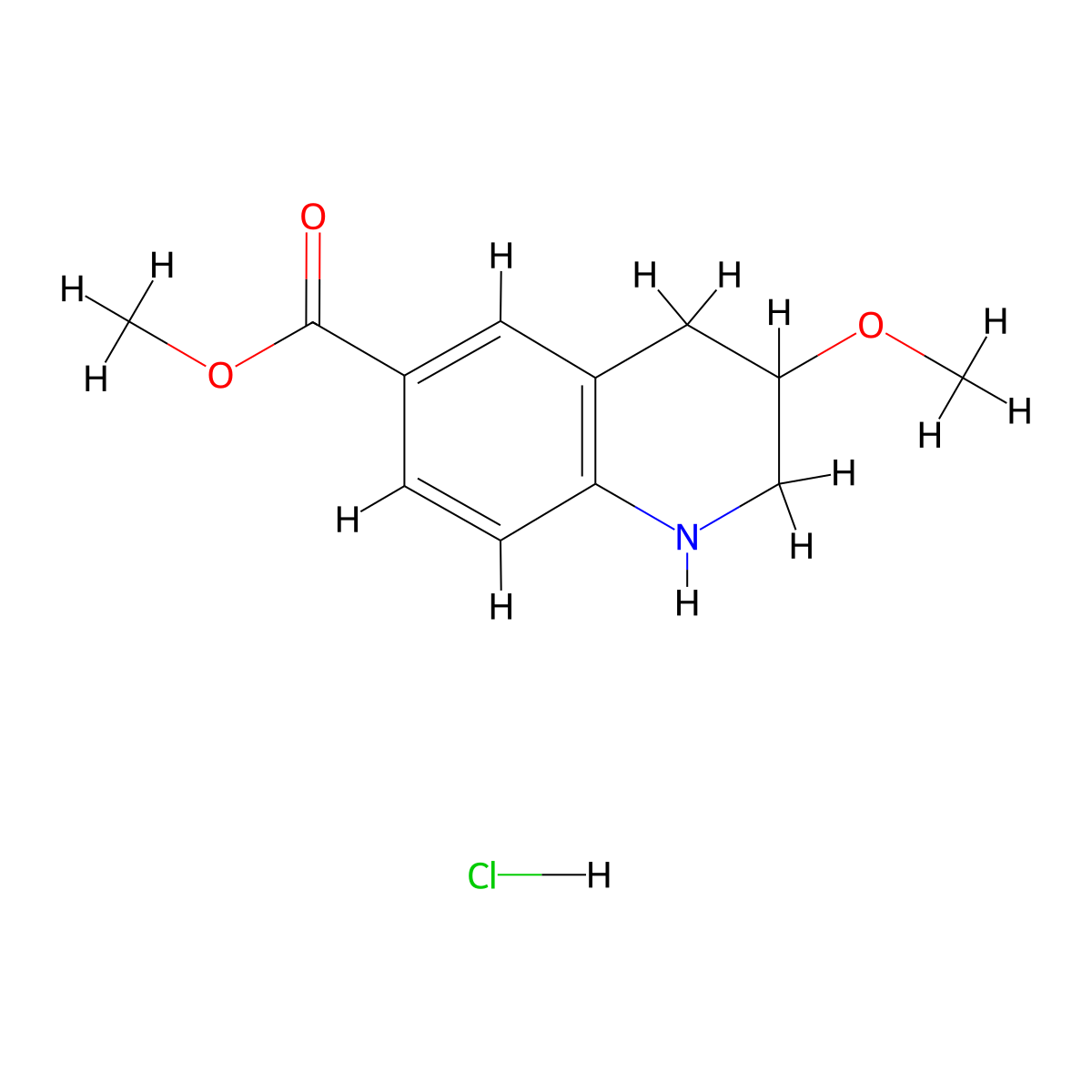 Methyl 3-methoxy-1,2,3,4-tetrahydroquinoline-6-carboxylate hydrochloride molecular structure, CAS 2680531-53-5