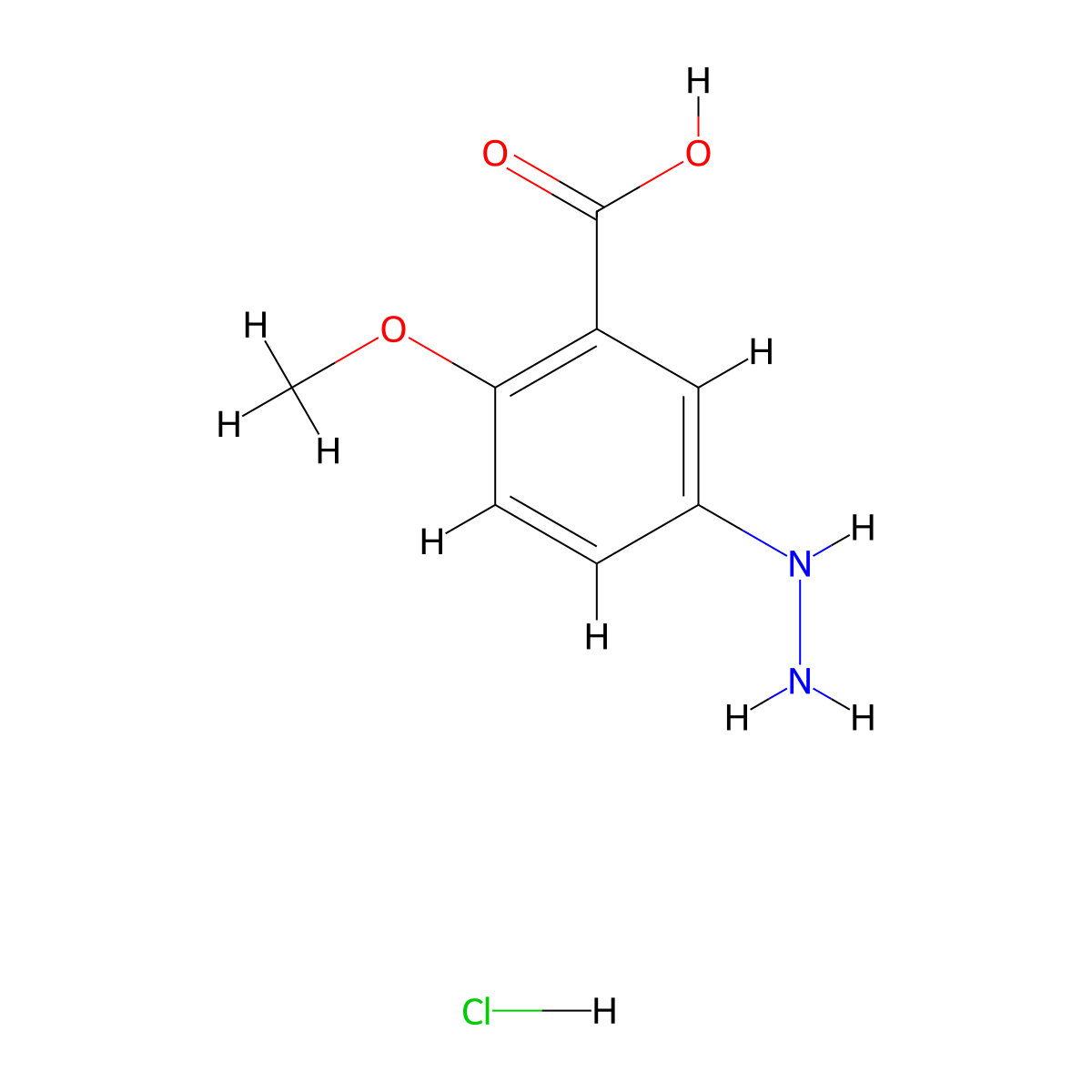 5-Hydrazinyl-2-methoxybenzoic acid hydrochloride molecular structure, CAS 2680531-54-6