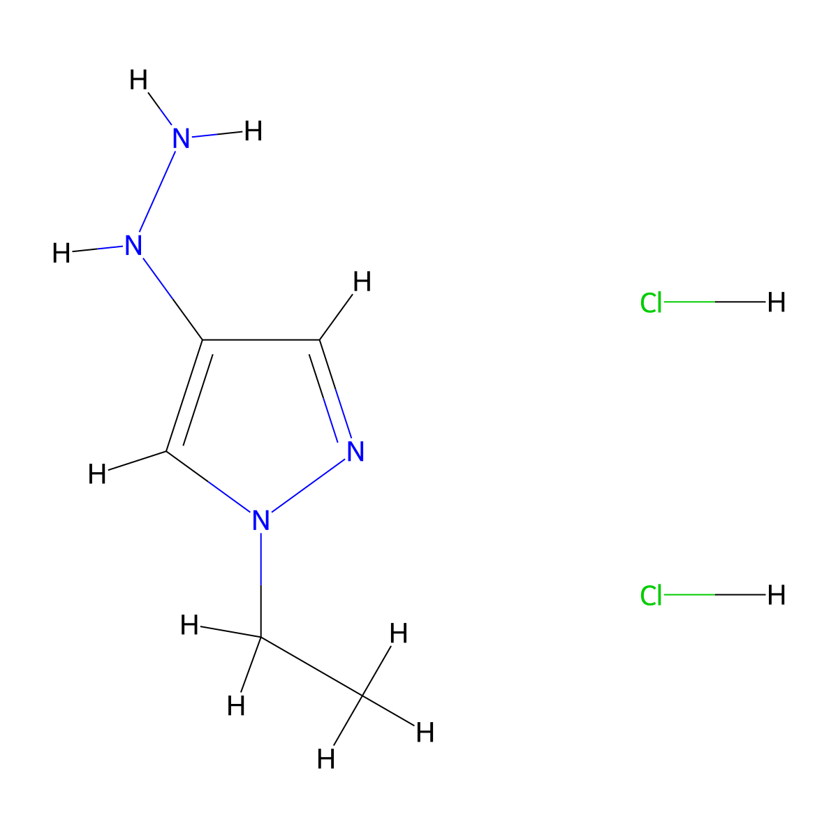 1-ethyl-4-hydrazinyl-1H-pyrazole dihydrochloride molecular structure, CAS 2680531-60-4