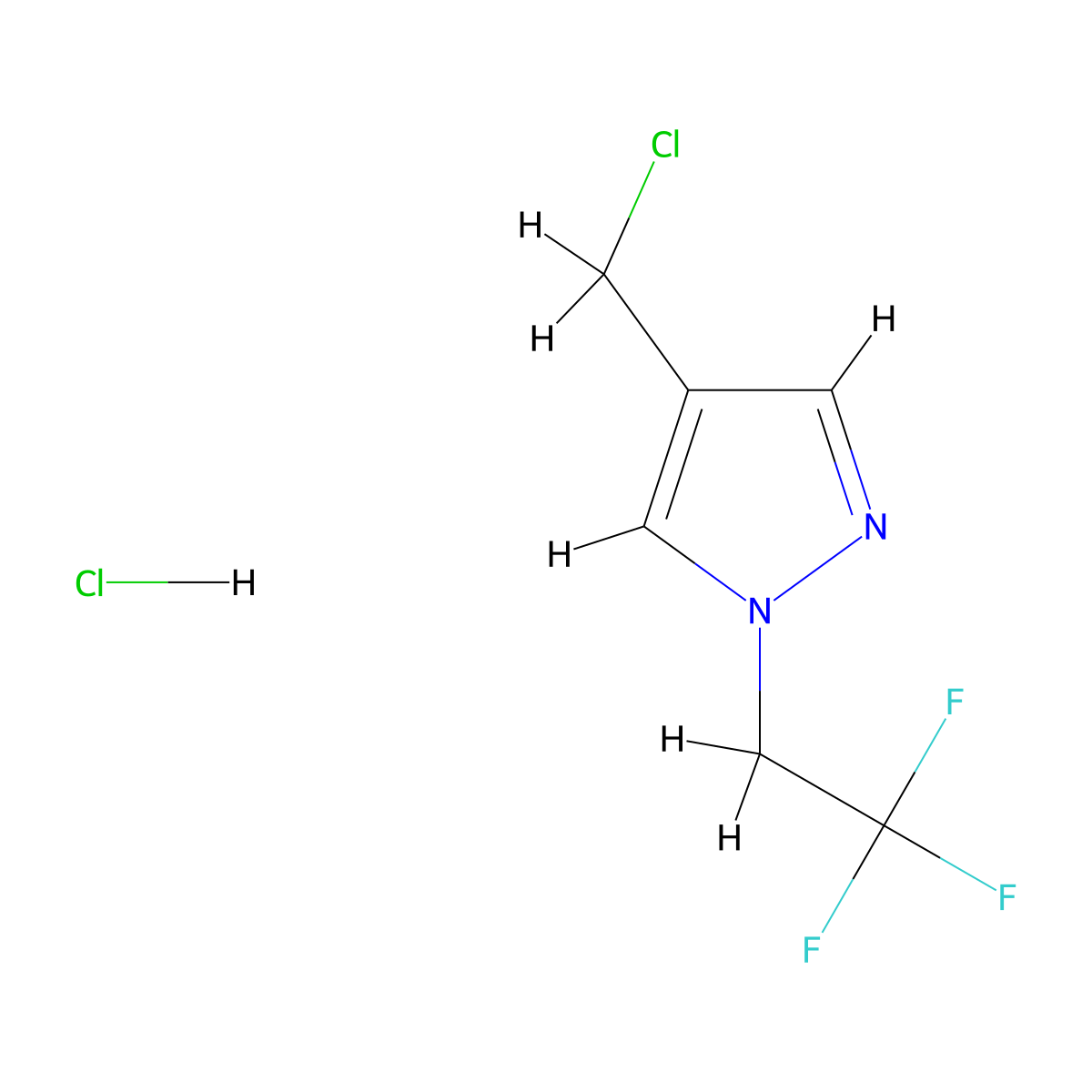 4-(chloromethyl)-1-(2,2,2-trifluoroethyl)-1H-pyrazole hydrochloride molecular structure, CAS 2680531-62-6