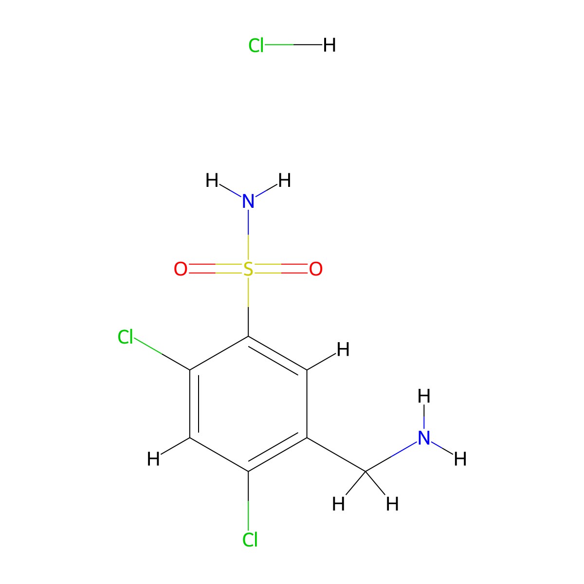 5-(Aminomethyl)-2,4-dichlorobenzene-1-sulfonamide hydrochloride molecular structure, CAS 2680531-71-7