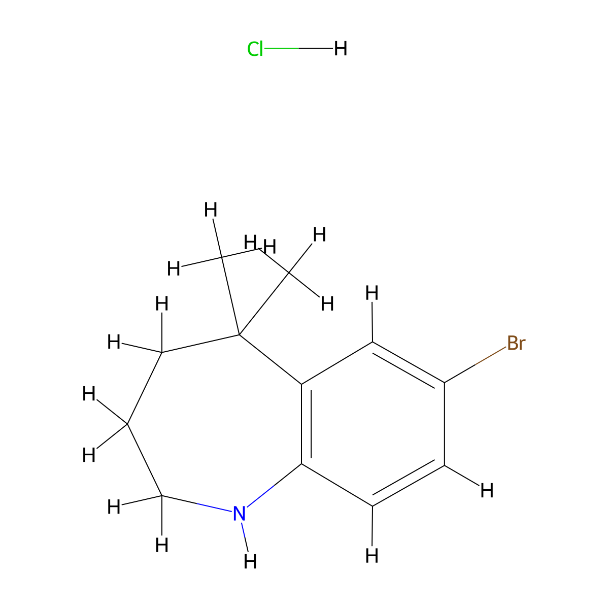 7-bromo-5,5-dimethyl-2,3,4,5-tetrahydro-1H-1-benzazepine hydrochloride molecular structure, CAS 2680531-73-9
