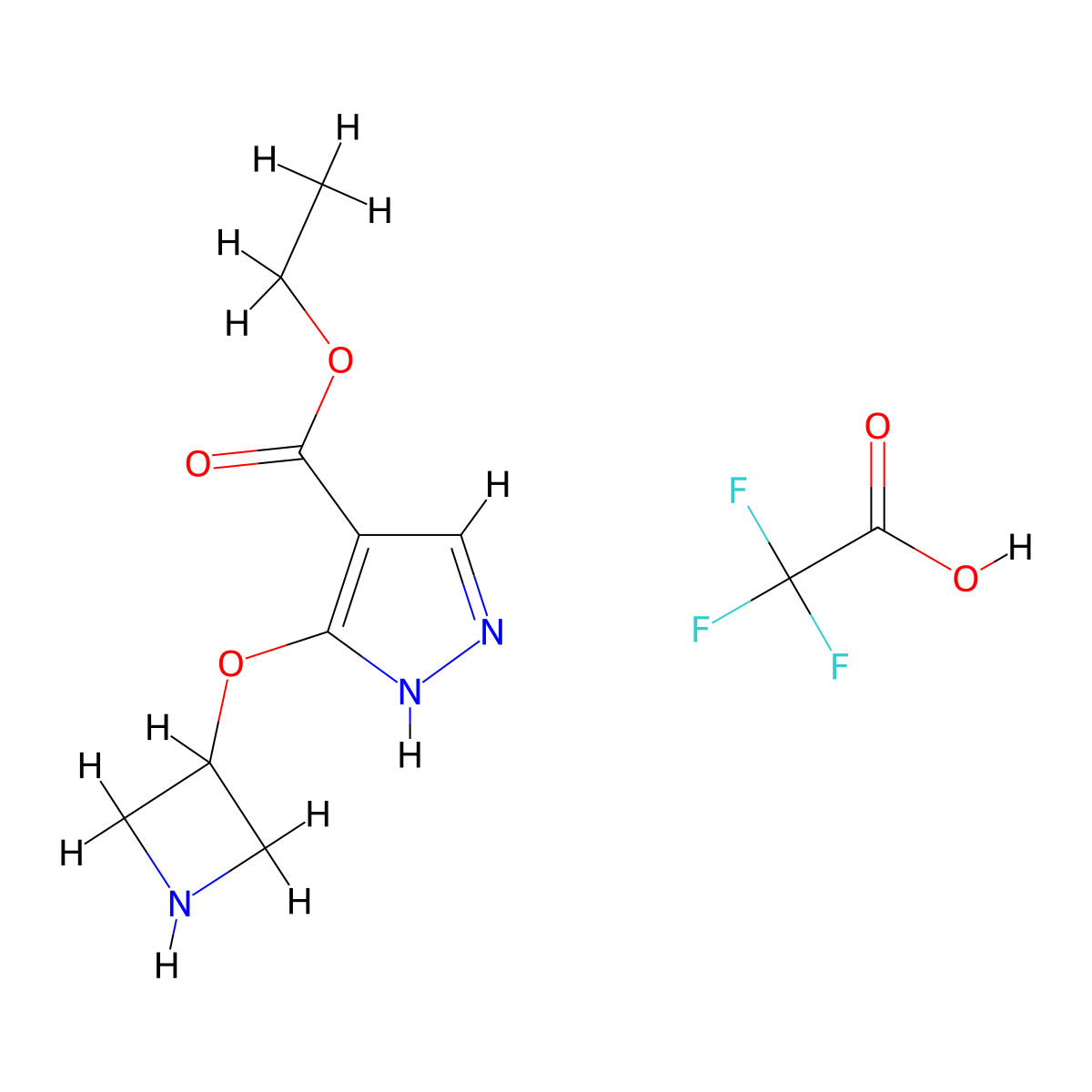 ethyl 3-(azetidin-3-yloxy)-1H-pyrazole-4-carboxylate, trifluoroacetic acid molecular structure, CAS 2680531-78-4