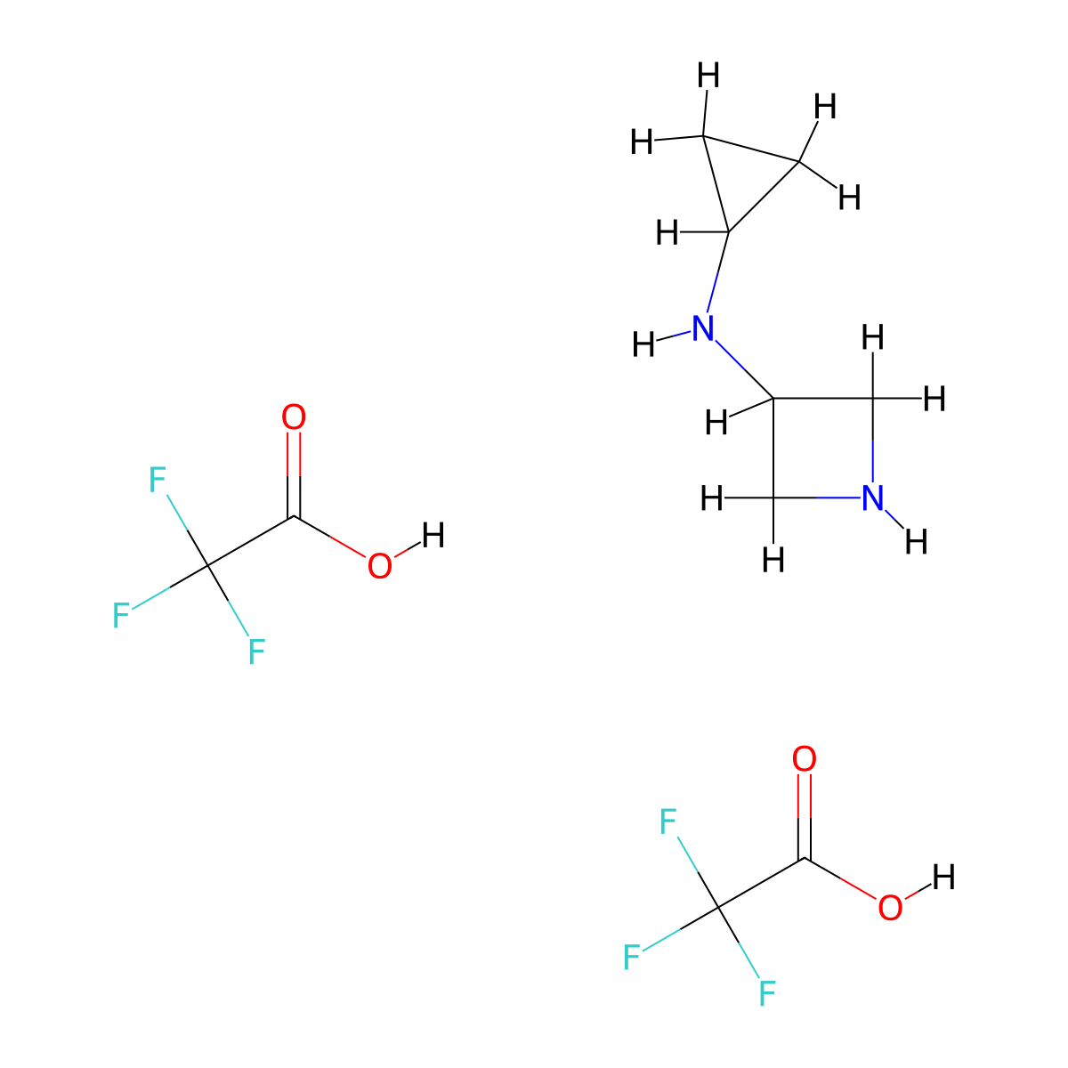N-cyclopropylazetidin-3-amine, bis(trifluoroacetic acid) molecular structure, CAS 2680531-81-9