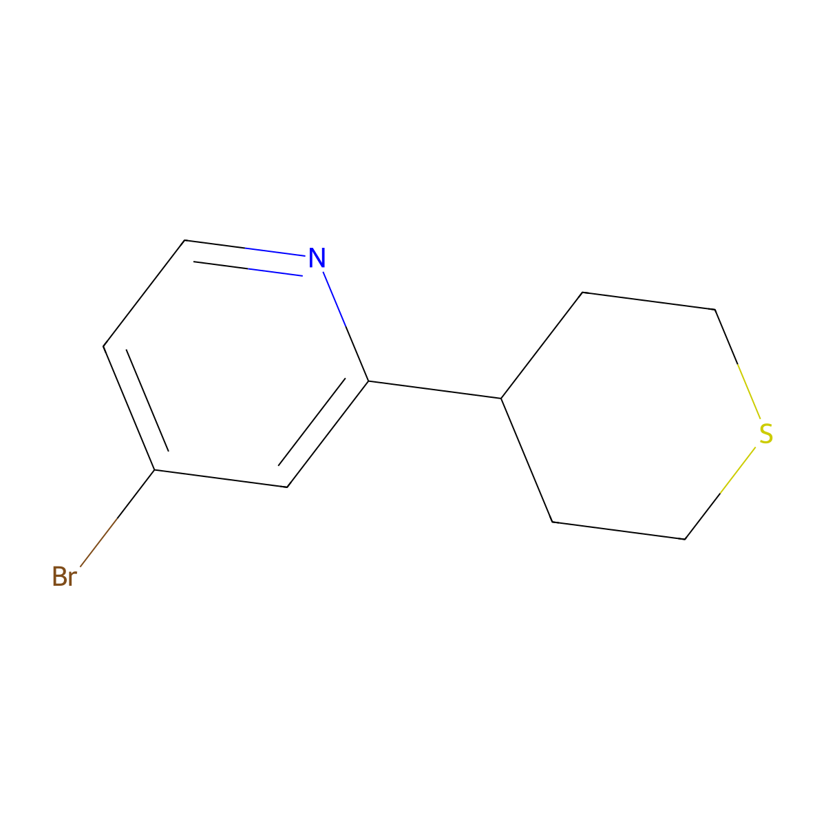 4-Bromo-2-(thian-4-yl)pyridine molecular structure, CAS 2680531-88-6