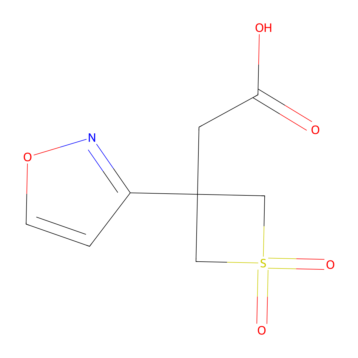 2-(3-(1,2-Oxazol-3-yl)-1,1-dioxo-1lambda6-thietan-3-yl)acetic acid molecular structure, CAS 2680531-92-2