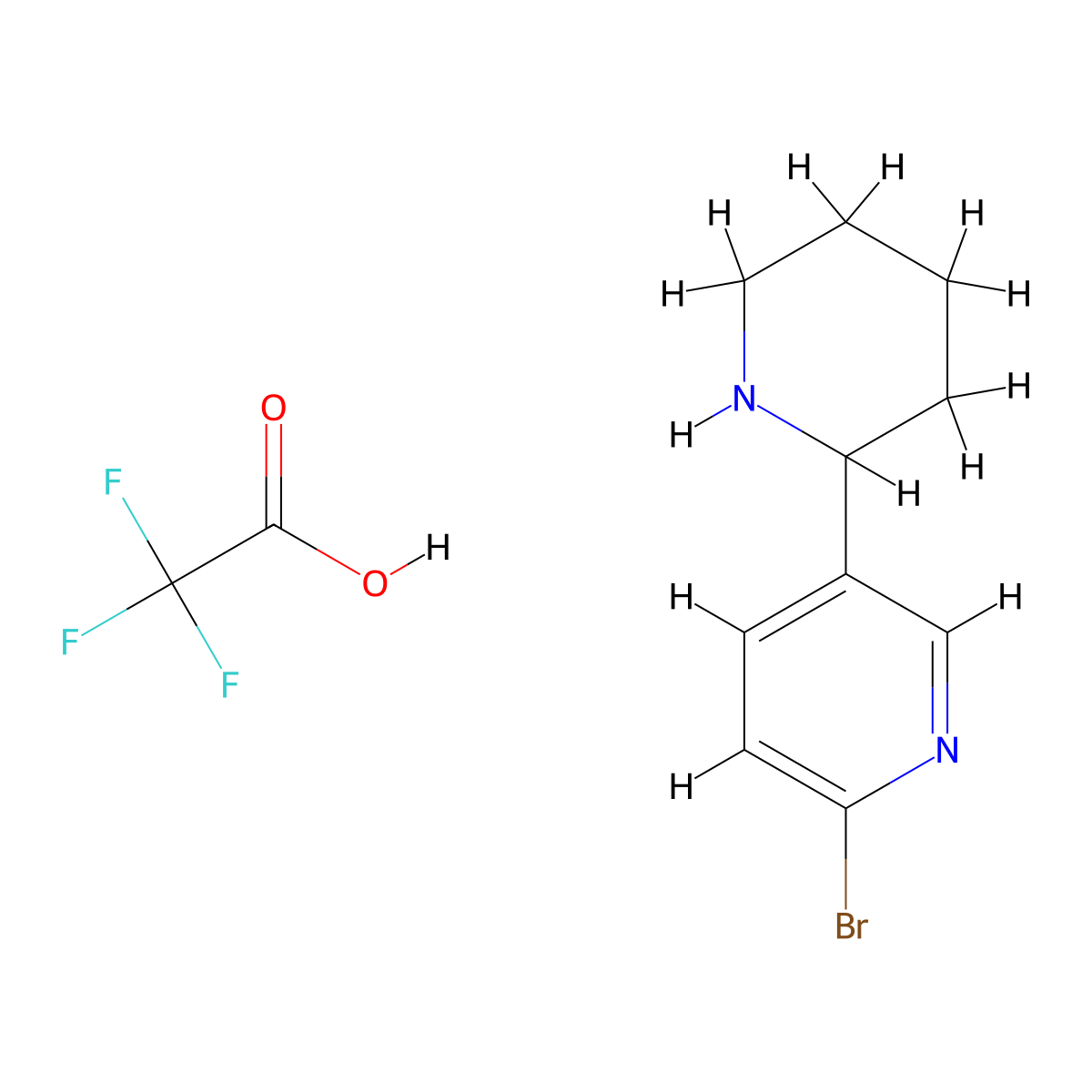 2-Bromo-5-(piperidin-2-yl)pyridine, trifluoroacetic acid molecular structure, CAS 2680531-93-3