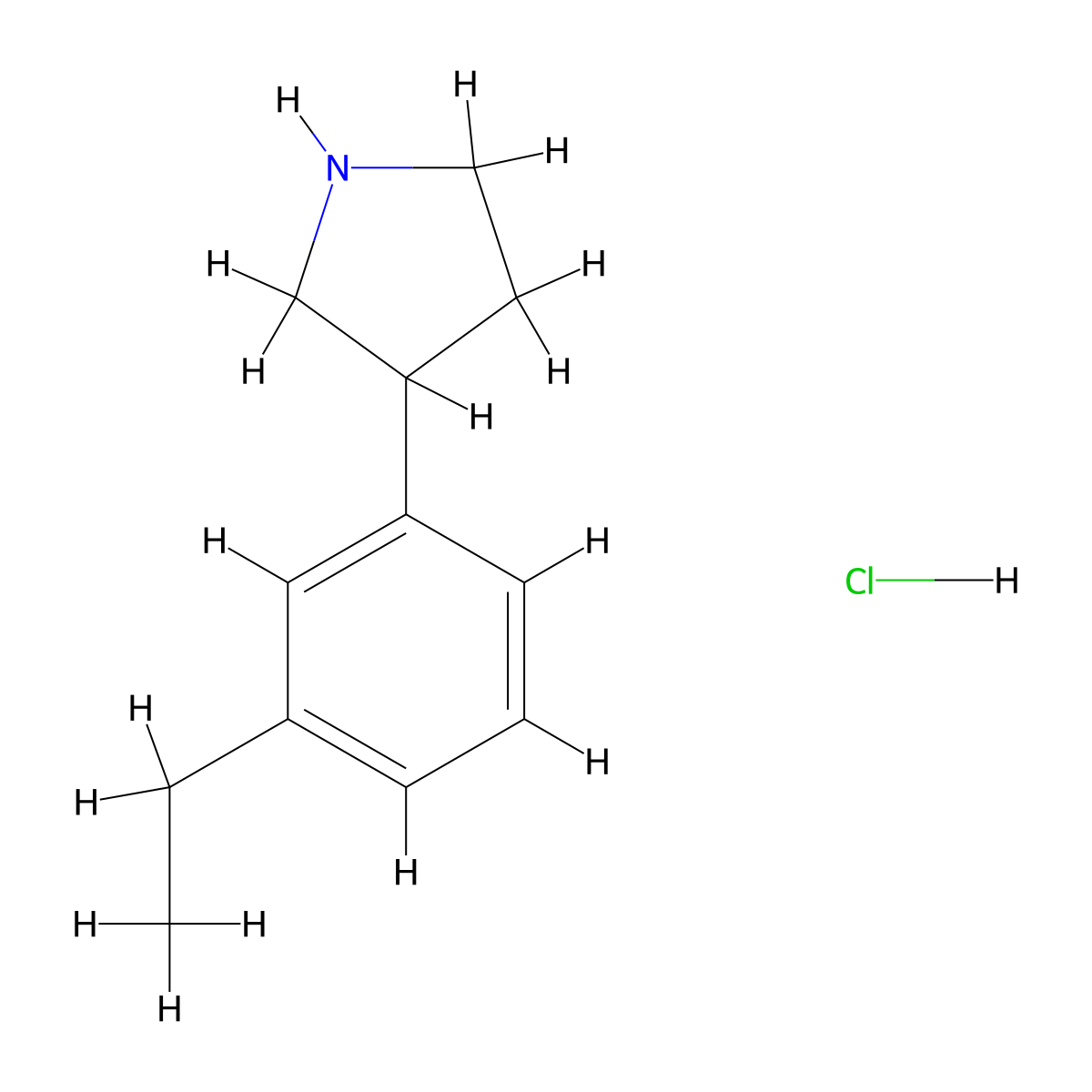 3-(3-Ethylphenyl)pyrrolidine hydrochloride molecular structure, CAS 2680532-04-9