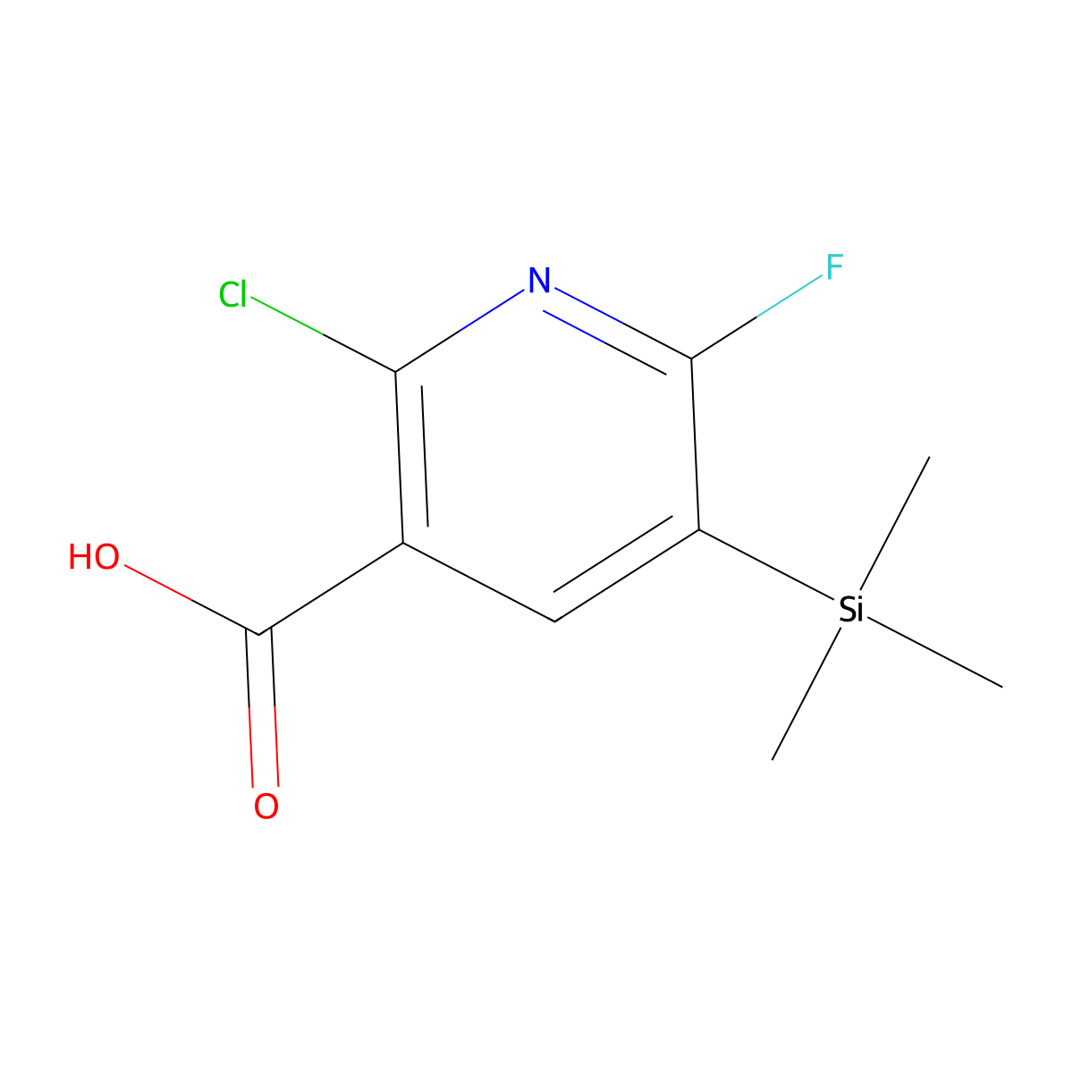 2-Chloro-6-fluoro-5-(trimethylsilyl)pyridine-3-carboxylic acid molecular structure, CAS 2680532-07-2
