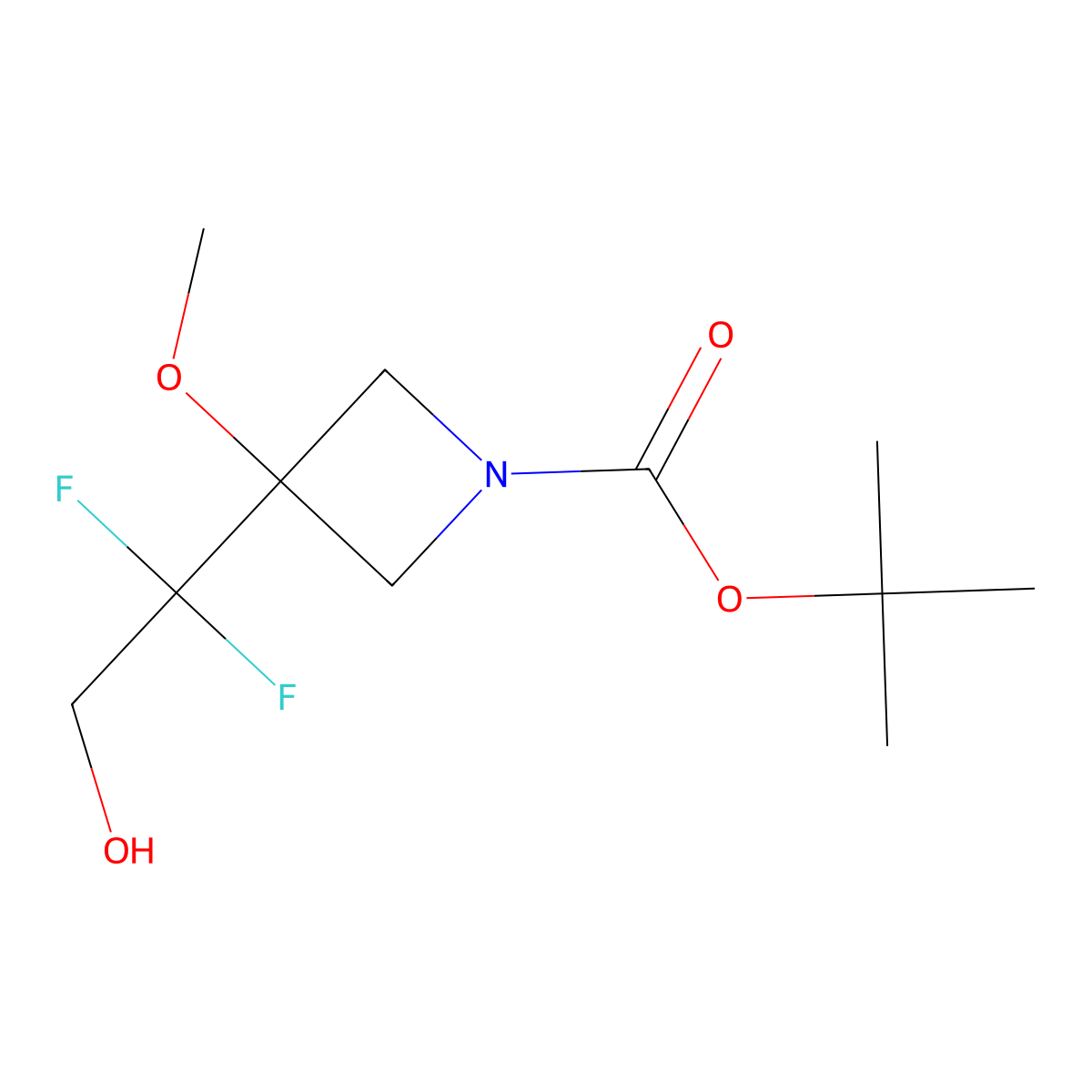 Tert-butyl 3-(1,1-difluoro-2-hydroxyethyl)-3-methoxyazetidine-1-carboxylate molecular structure, CAS 2680532-17-4