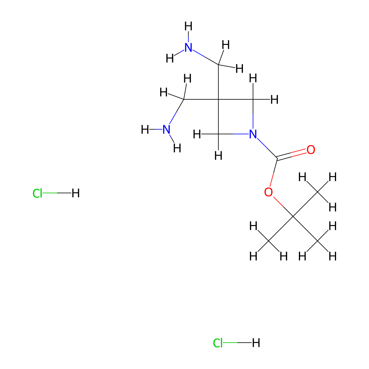 Tert-butyl 3,3-bis(aminomethyl)azetidine-1-carboxylate dihydrochloride molecular structure, CAS 2680532-21-0