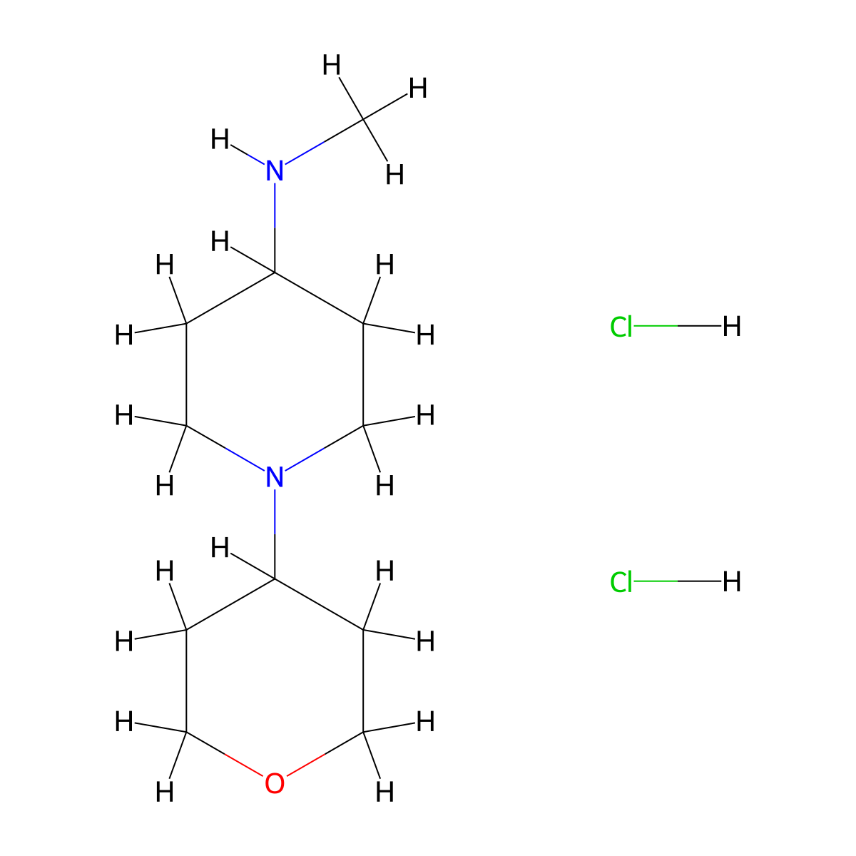 N-methyl-1-(oxan-4-yl)piperidin-4-amine dihydrochloride molecular structure, CAS 2680532-82-3