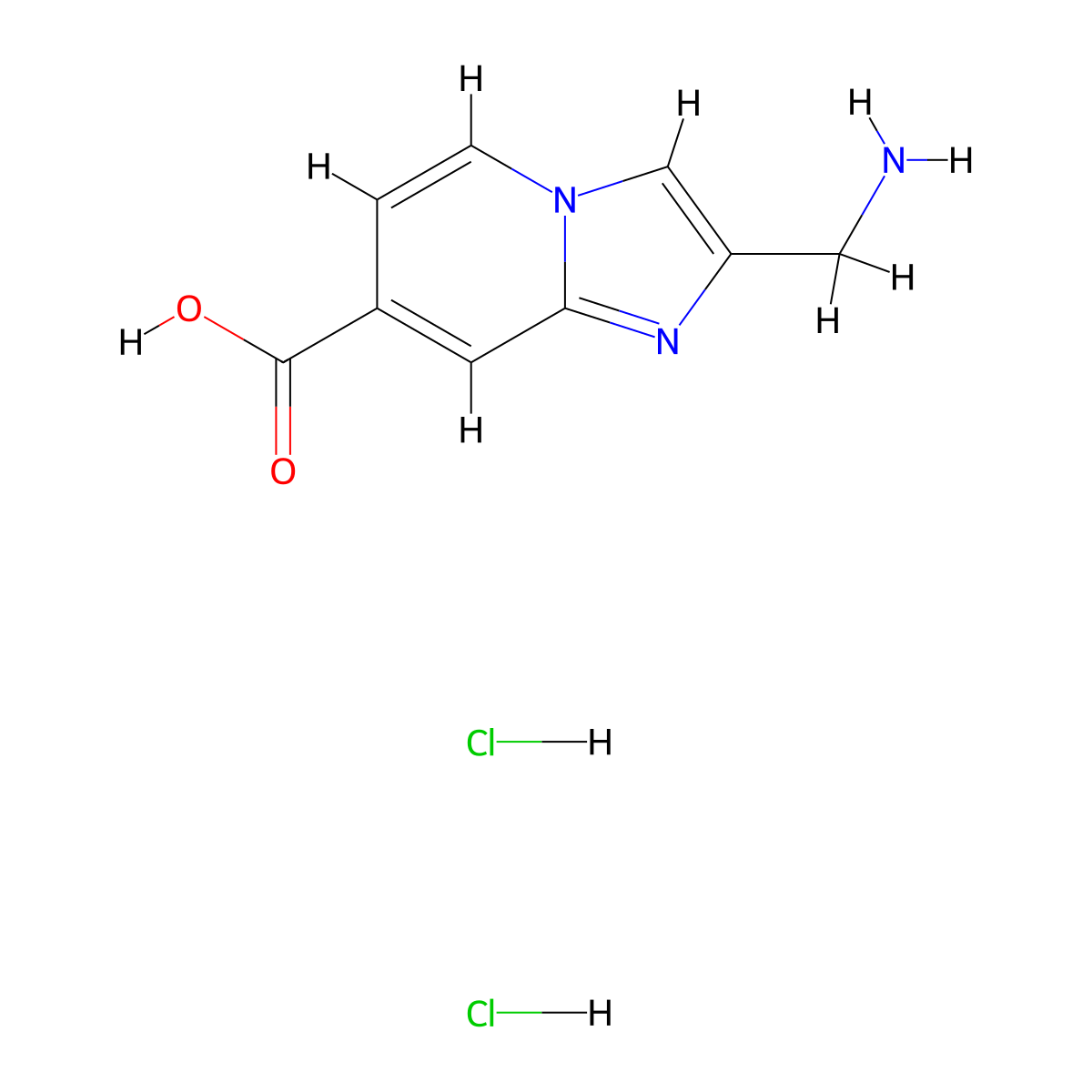 2-(Aminomethyl)imidazo[1,2-a]pyridine-7-carboxylic acid dihydrochloride molecular structure, CAS 2680532-90-3