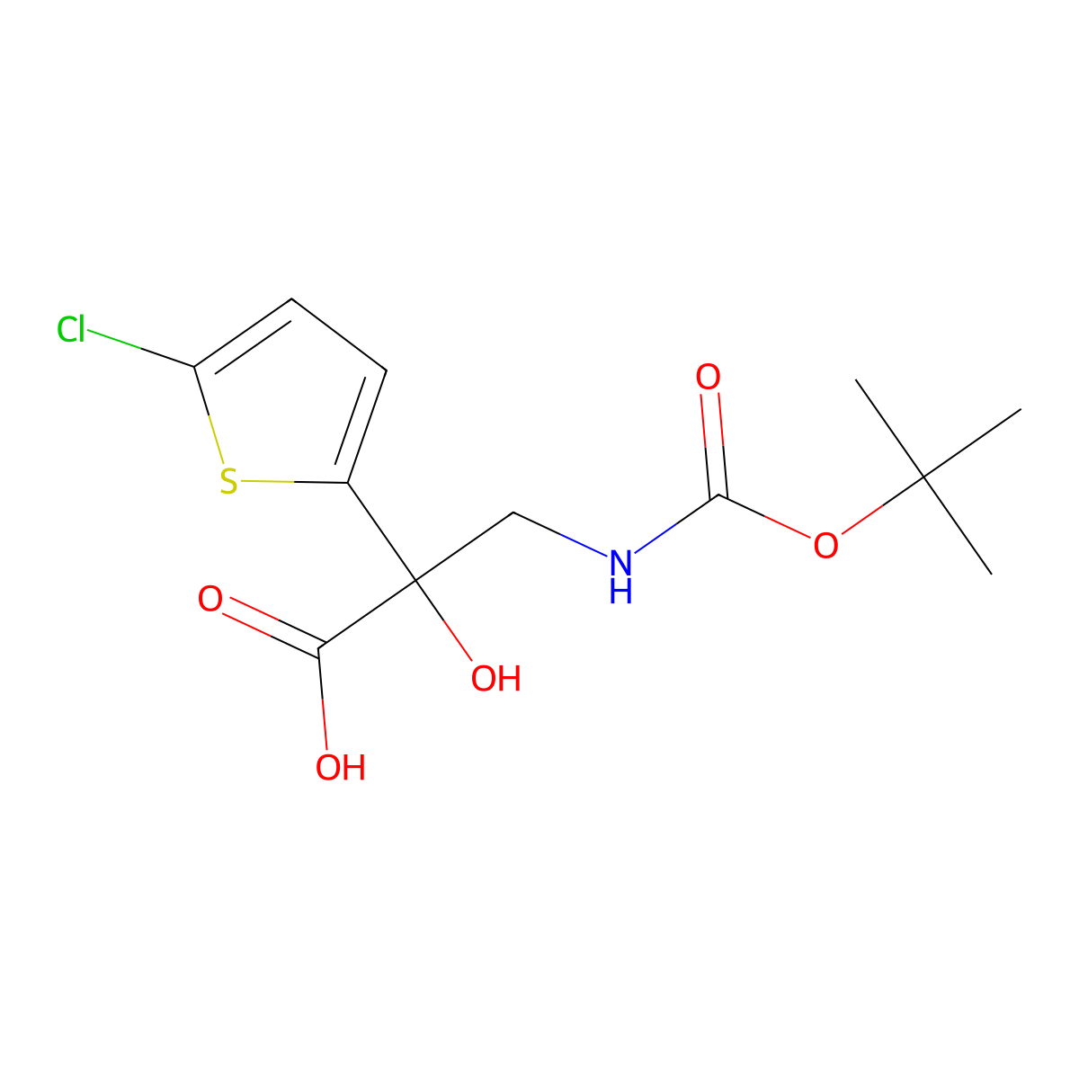 3-{[(Tert-butoxy)carbonyl]amino}-2-(5-chlorothiophen-2-yl)-2-hydroxypropanoic acid molecular structure, CAS 2680532-95-8