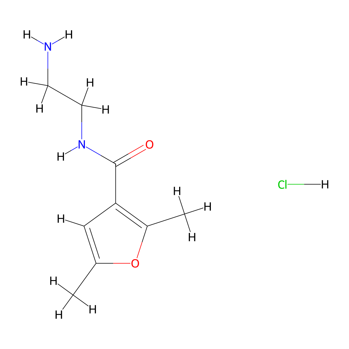 N-(2-aminoethyl)-2,5-dimethylfuran-3-carboxamide hydrochloride molecular structure, CAS 2680533-00-8