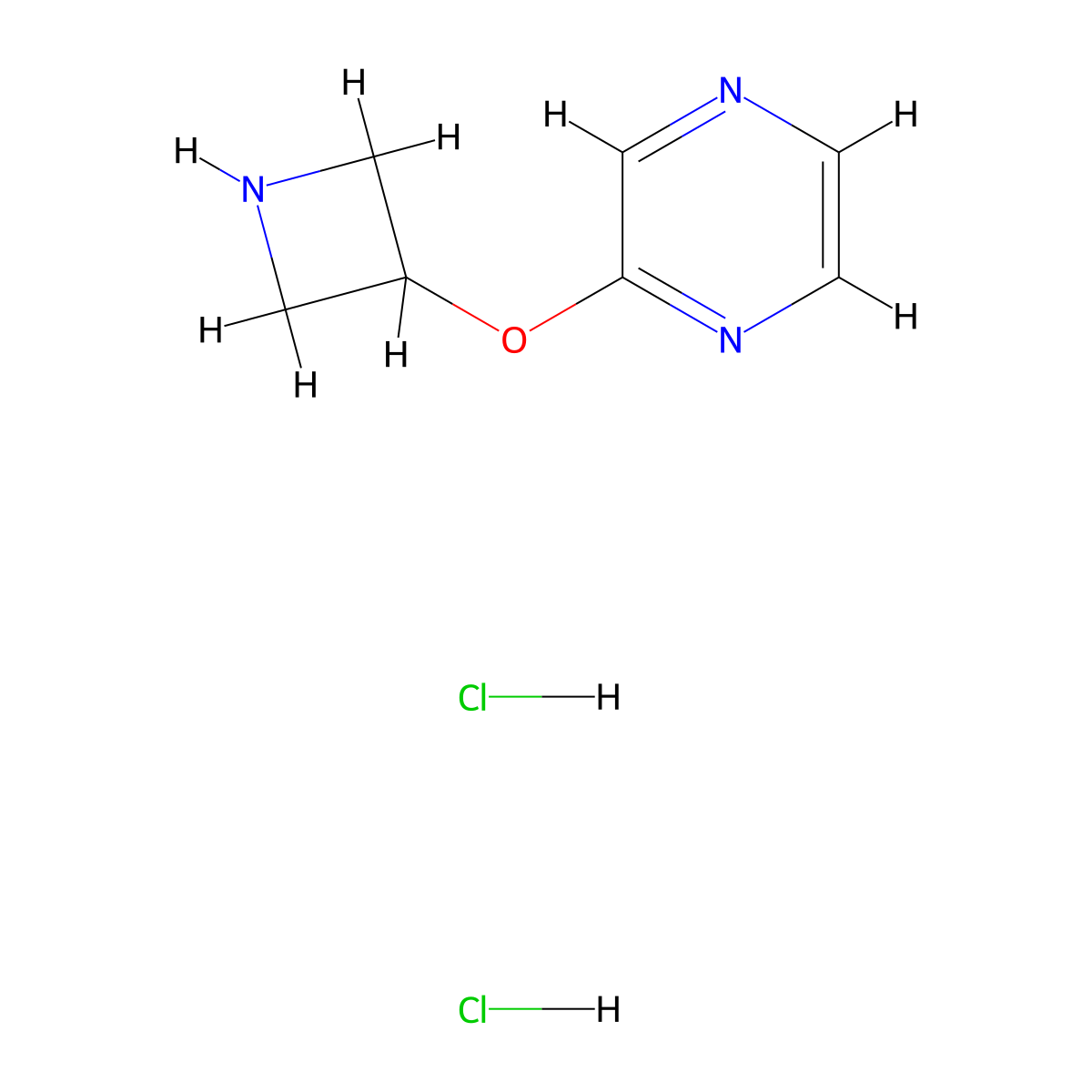 2-(Azetidin-3-yloxy)pyrazine dihydrochloride molecular structure, CAS 2680533-01-9