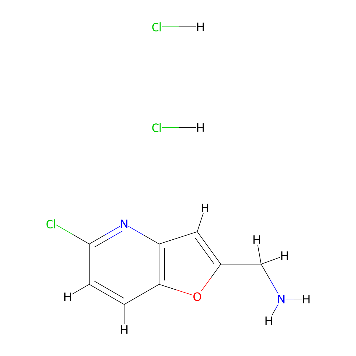1-{5-Chlorofuro[3,2-b]pyridin-2-yl}methanamine dihydrochloride molecular structure, CAS 2680533-04-2