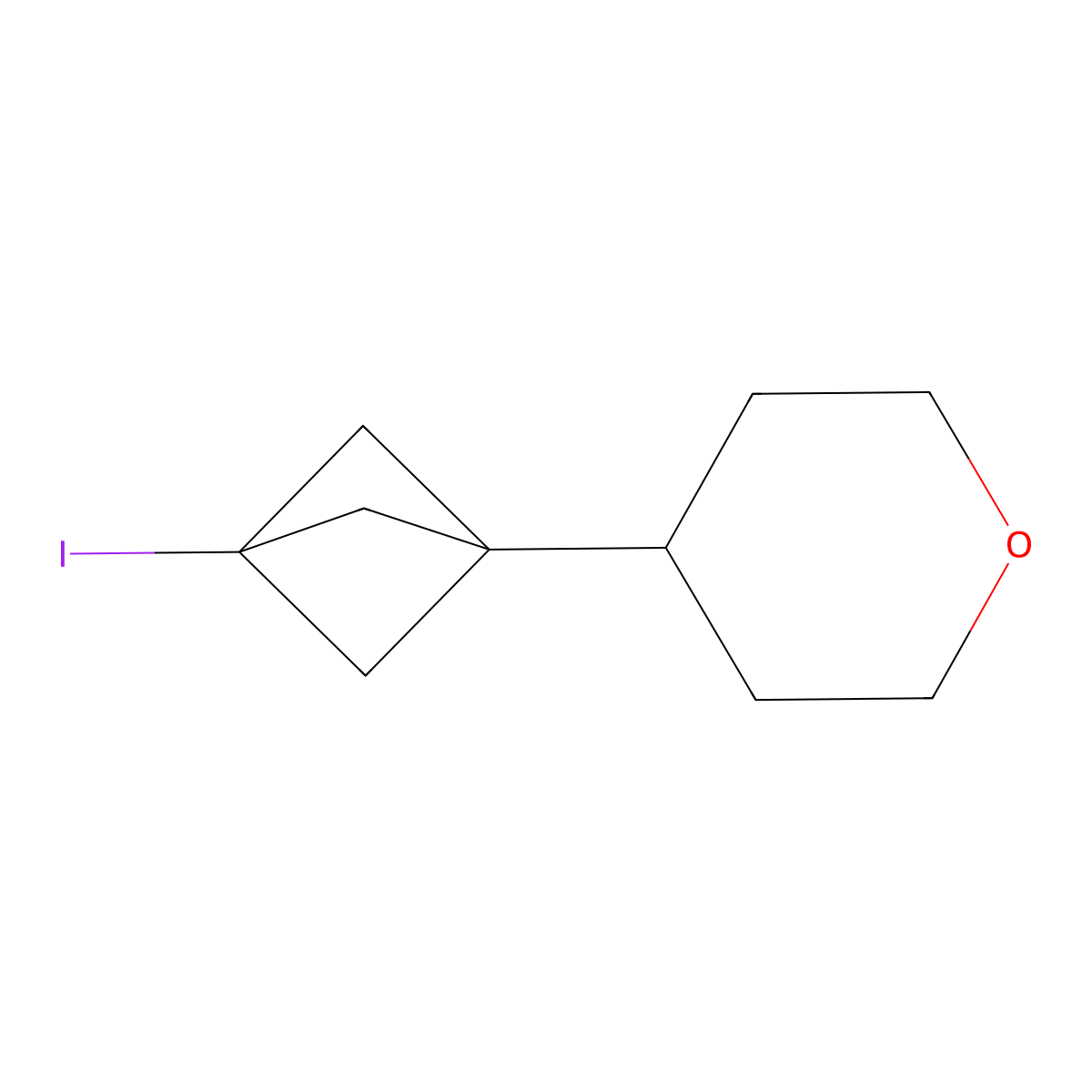 4-(3-Iodobicyclo(1.1.1)pentan-1-yl)oxane molecular structure, CAS 2680533-05-3