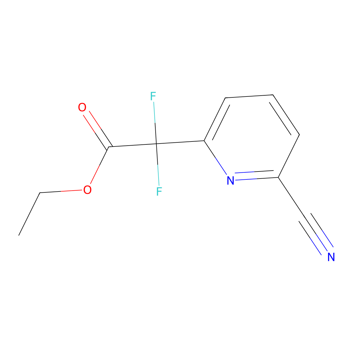 Ethyl 2-(6-cyanopyridin-2-yl)-2,2-difluoroacetate molecular structure, CAS 2680533-08-6