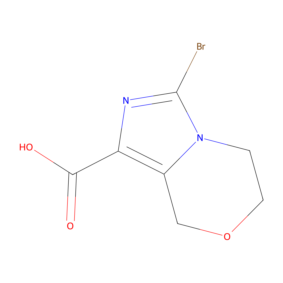 3-bromo-5H,6H,8H-imidazo(4,3-c)(1,4)oxazine-1-carboxylic acid molecular structure, CAS 2680533-13-3